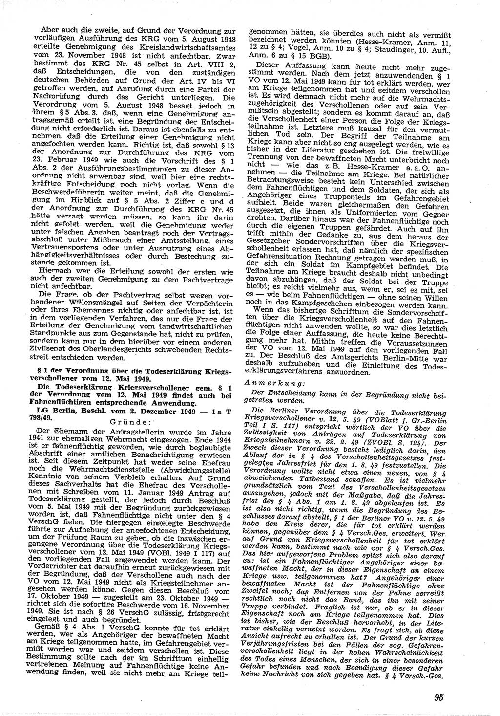 Neue Justiz (NJ), Zeitschrift für Recht und Rechtswissenschaft [Deutsche Demokratische Republik (DDR)], 4. Jahrgang 1950, Seite 95 (NJ DDR 1950, S. 95)