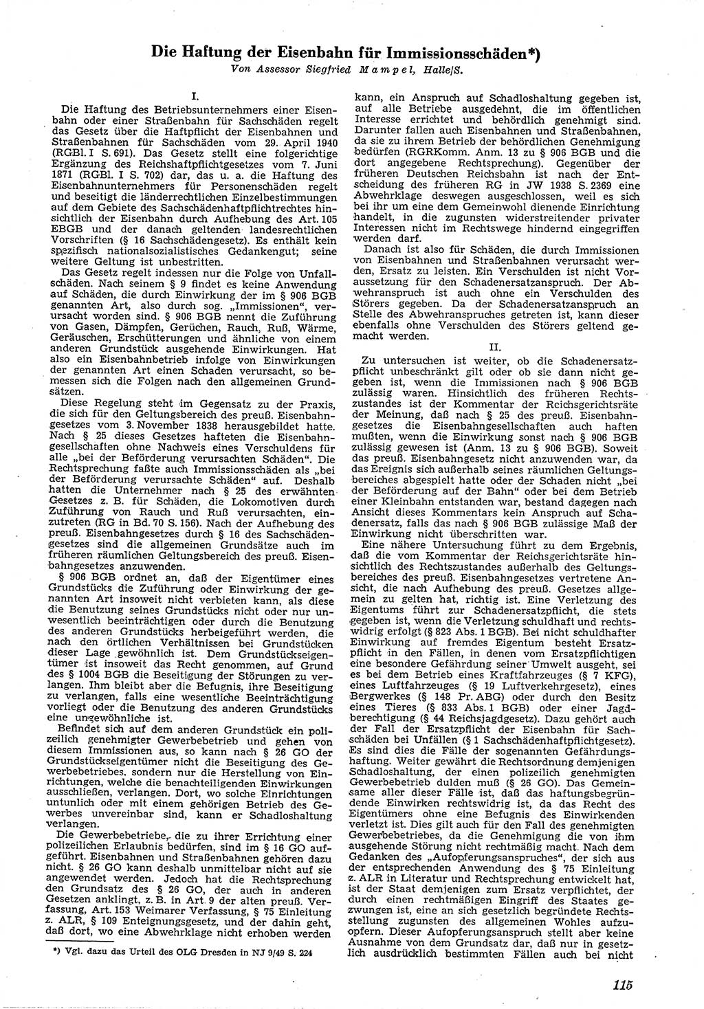 Neue Justiz (NJ), Zeitschrift für Recht und Rechtswissenschaft [Deutsche Demokratische Republik (DDR)], 4. Jahrgang 1950, Seite 115 (NJ DDR 1950, S. 115)