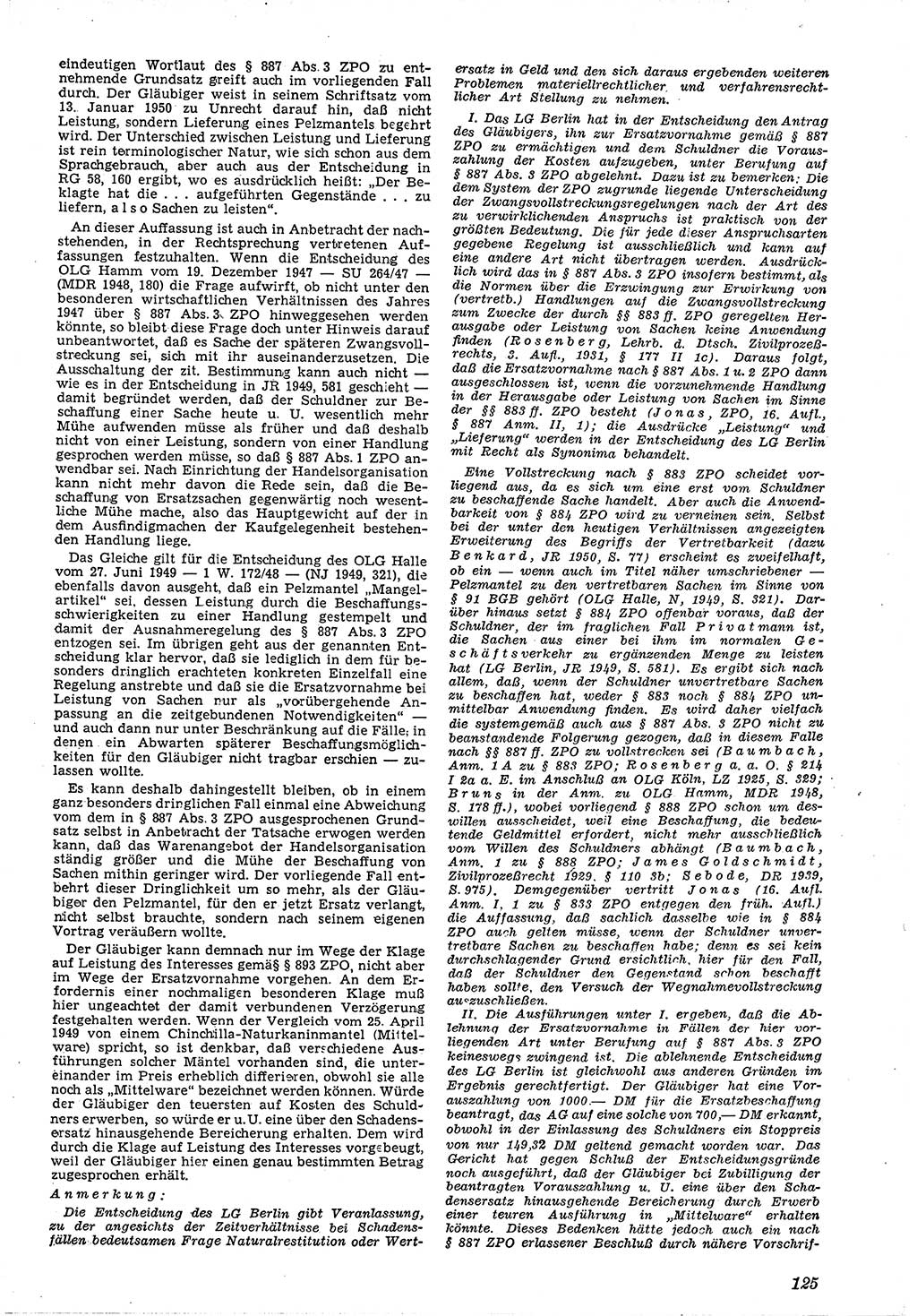 Neue Justiz (NJ), Zeitschrift für Recht und Rechtswissenschaft [Deutsche Demokratische Republik (DDR)], 4. Jahrgang 1950, Seite 125 (NJ DDR 1950, S. 125)