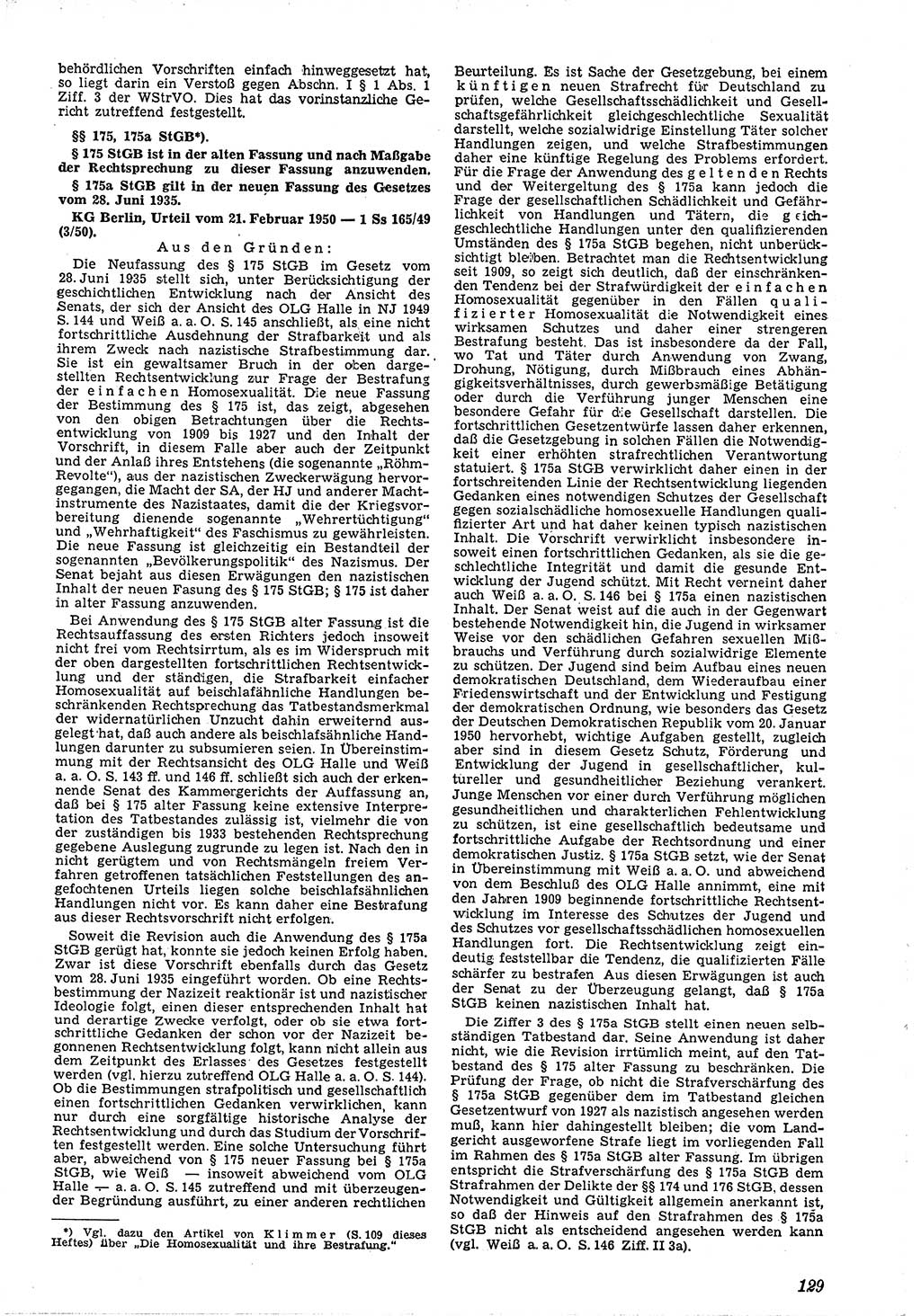 Neue Justiz (NJ), Zeitschrift für Recht und Rechtswissenschaft [Deutsche Demokratische Republik (DDR)], 4. Jahrgang 1950, Seite 129 (NJ DDR 1950, S. 129)