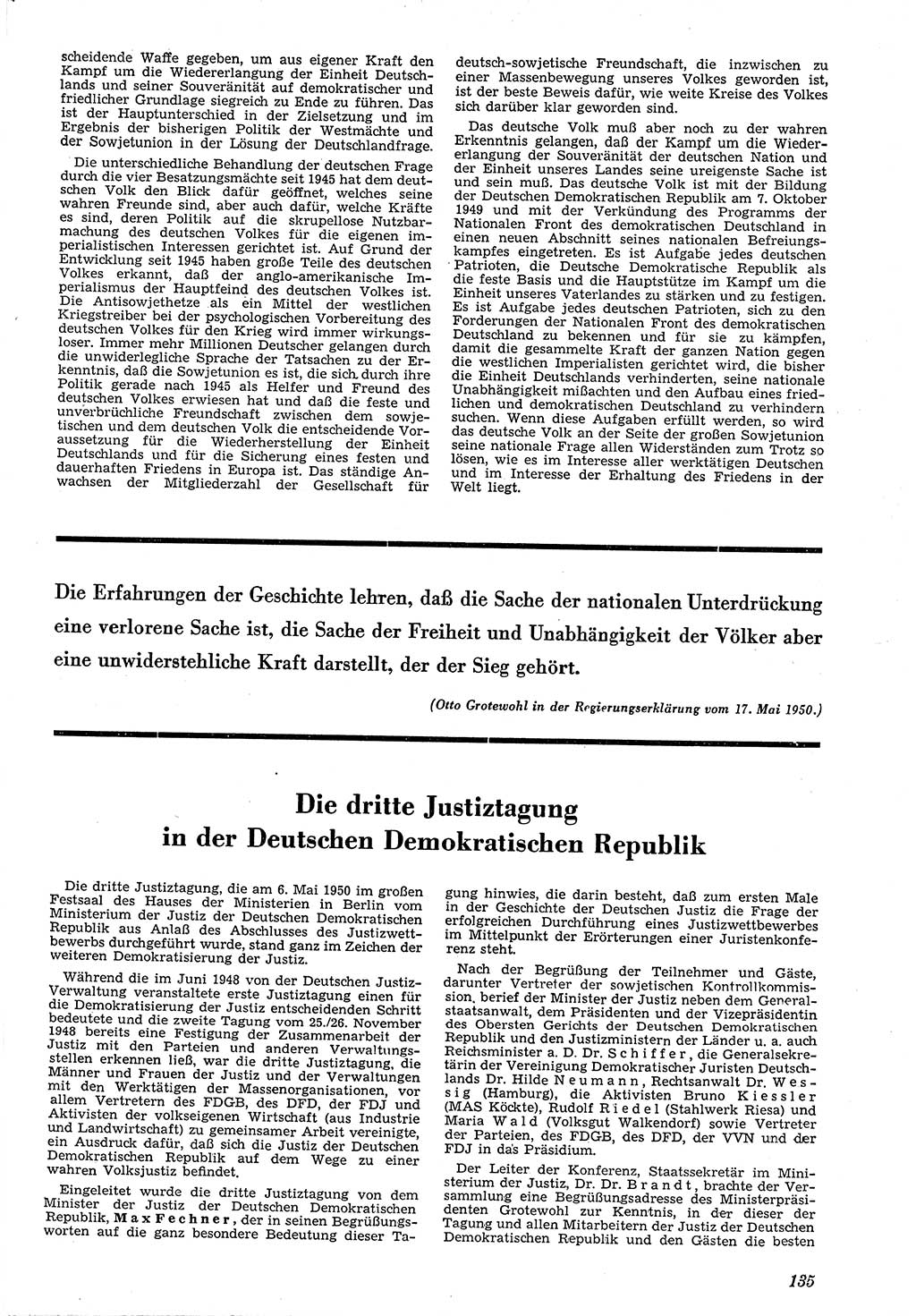 Neue Justiz (NJ), Zeitschrift für Recht und Rechtswissenschaft [Deutsche Demokratische Republik (DDR)], 4. Jahrgang 1950, Seite 135 (NJ DDR 1950, S. 135)