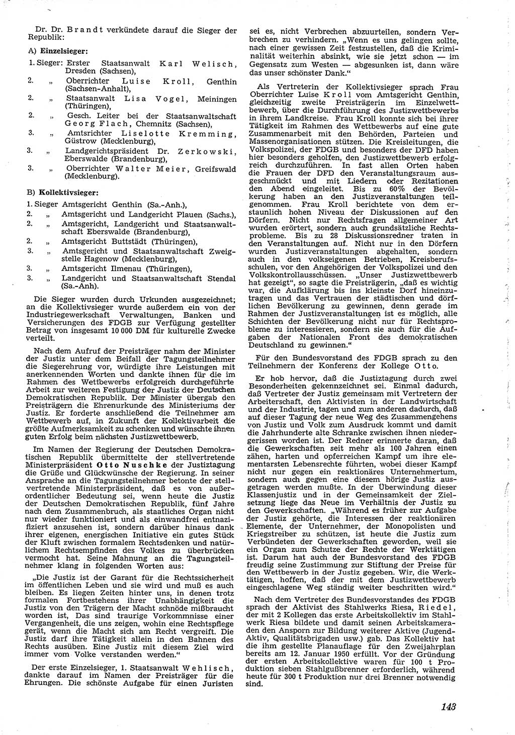 Neue Justiz (NJ), Zeitschrift für Recht und Rechtswissenschaft [Deutsche Demokratische Republik (DDR)], 4. Jahrgang 1950, Seite 143 (NJ DDR 1950, S. 143)
