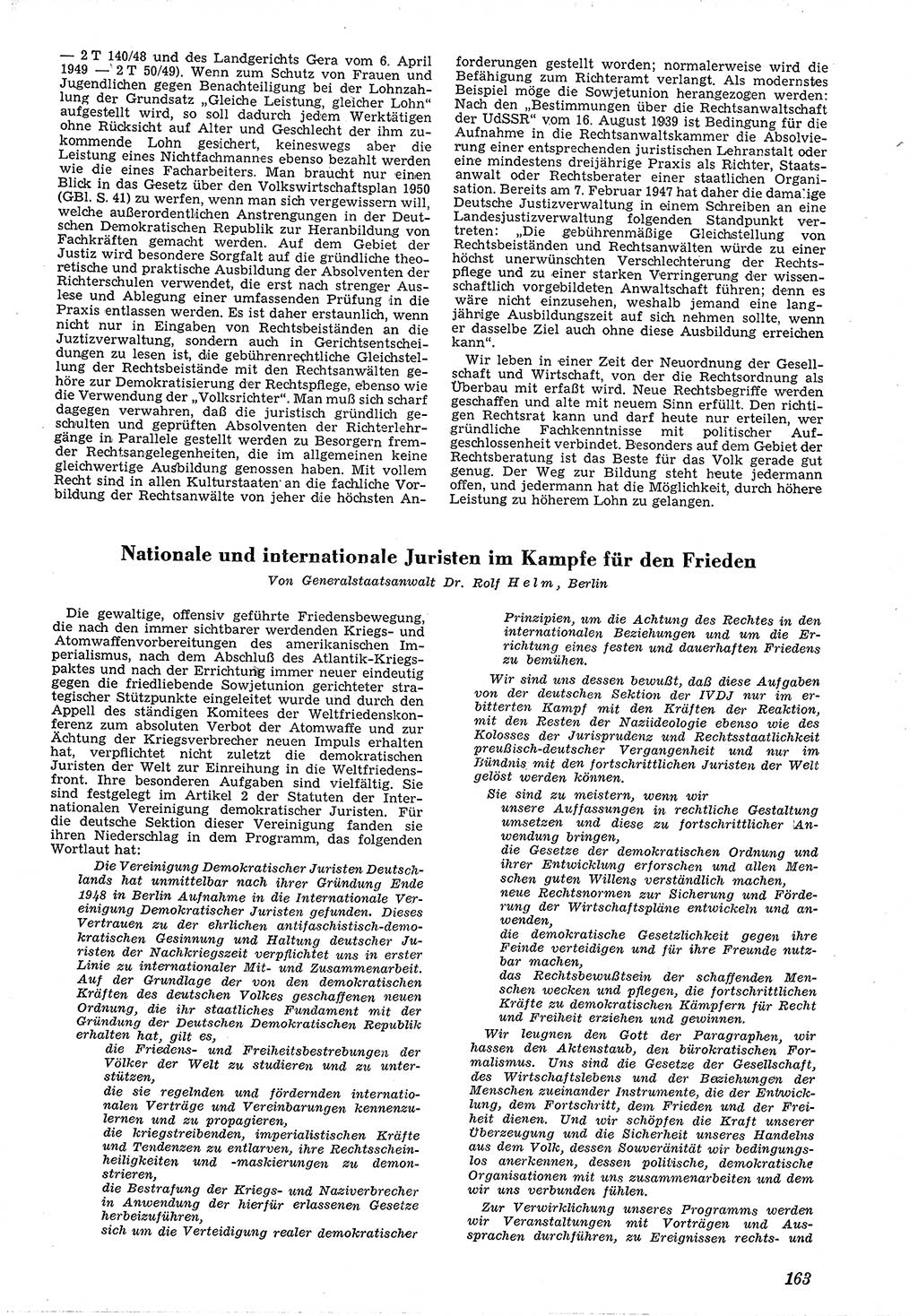 Neue Justiz (NJ), Zeitschrift für Recht und Rechtswissenschaft [Deutsche Demokratische Republik (DDR)], 4. Jahrgang 1950, Seite 163 (NJ DDR 1950, S. 163)