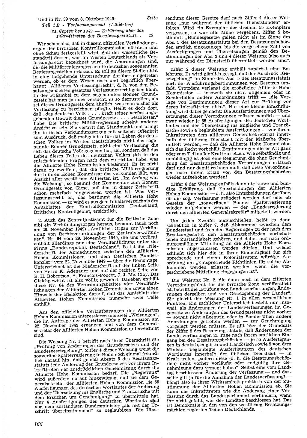 Neue Justiz (NJ), Zeitschrift für Recht und Rechtswissenschaft [Deutsche Demokratische Republik (DDR)], 4. Jahrgang 1950, Seite 166 (NJ DDR 1950, S. 166)