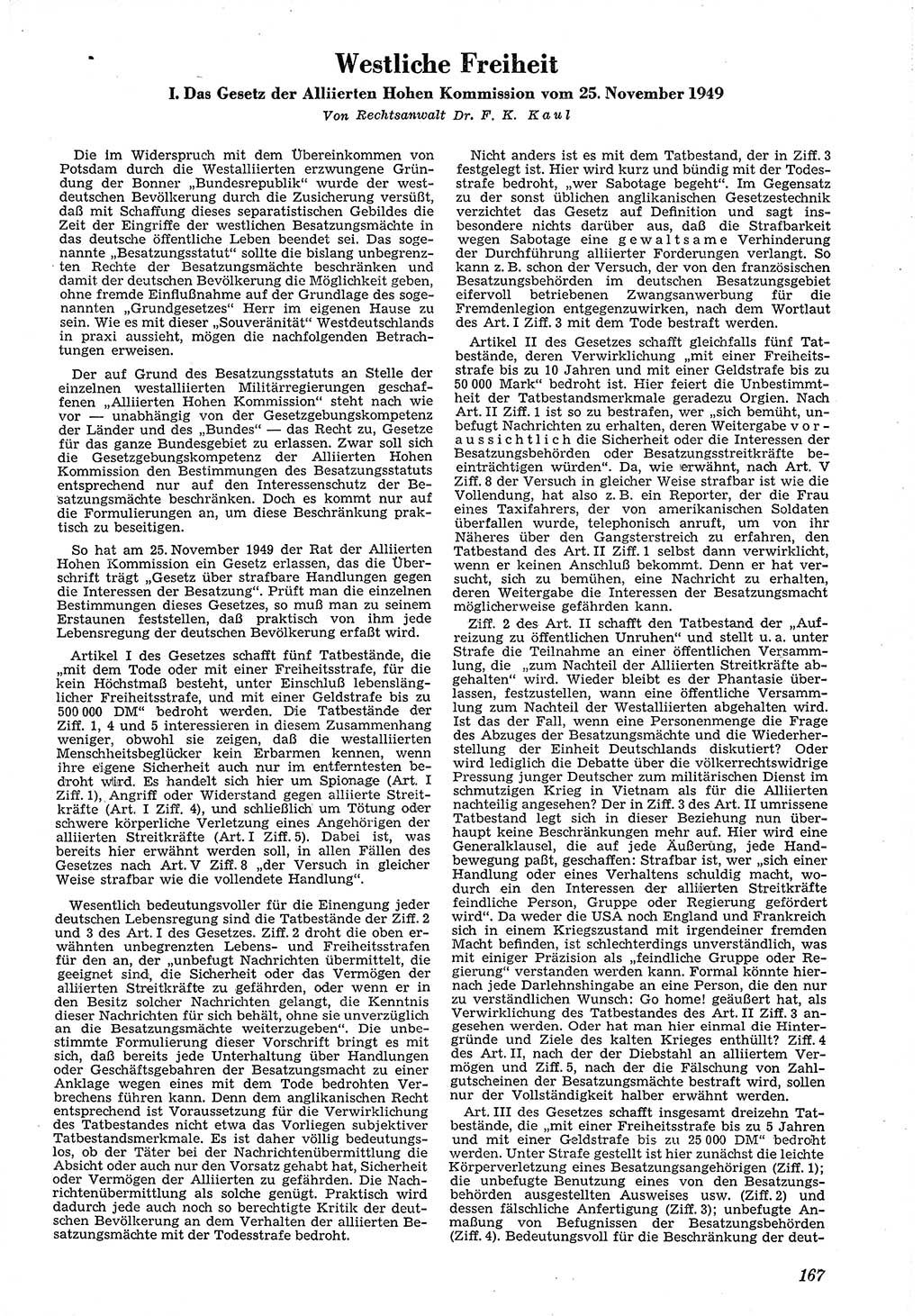 Neue Justiz (NJ), Zeitschrift für Recht und Rechtswissenschaft [Deutsche Demokratische Republik (DDR)], 4. Jahrgang 1950, Seite 167 (NJ DDR 1950, S. 167)