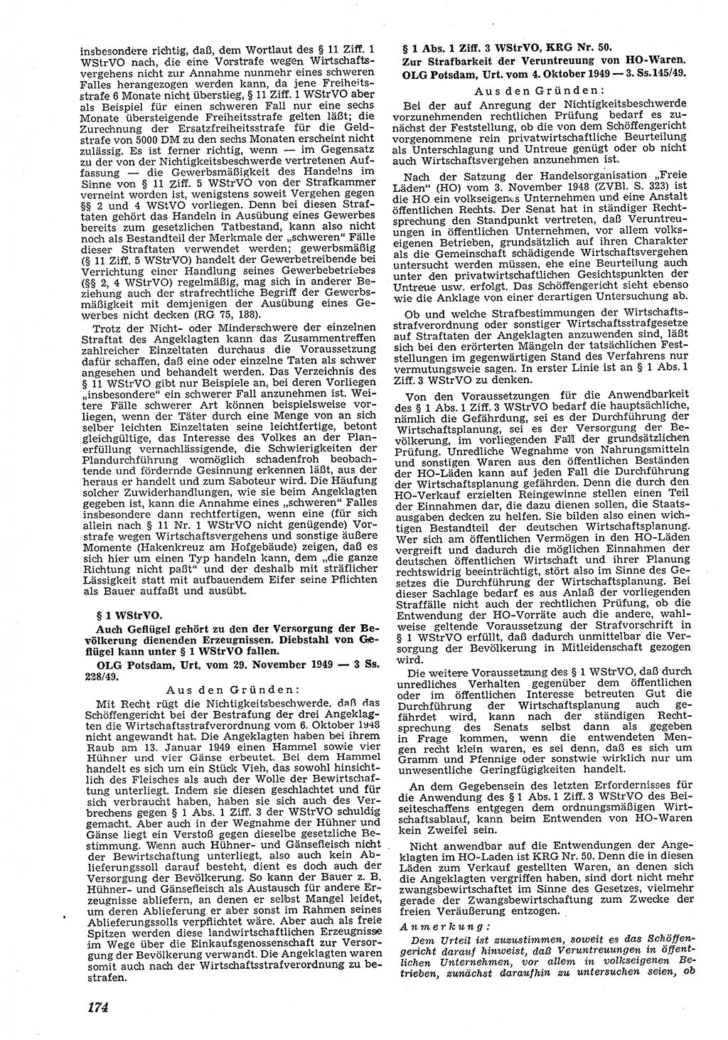 Neue Justiz (NJ), Zeitschrift für Recht und Rechtswissenschaft [Deutsche Demokratische Republik (DDR)], 4. Jahrgang 1950, Seite 174 (NJ DDR 1950, S. 174)