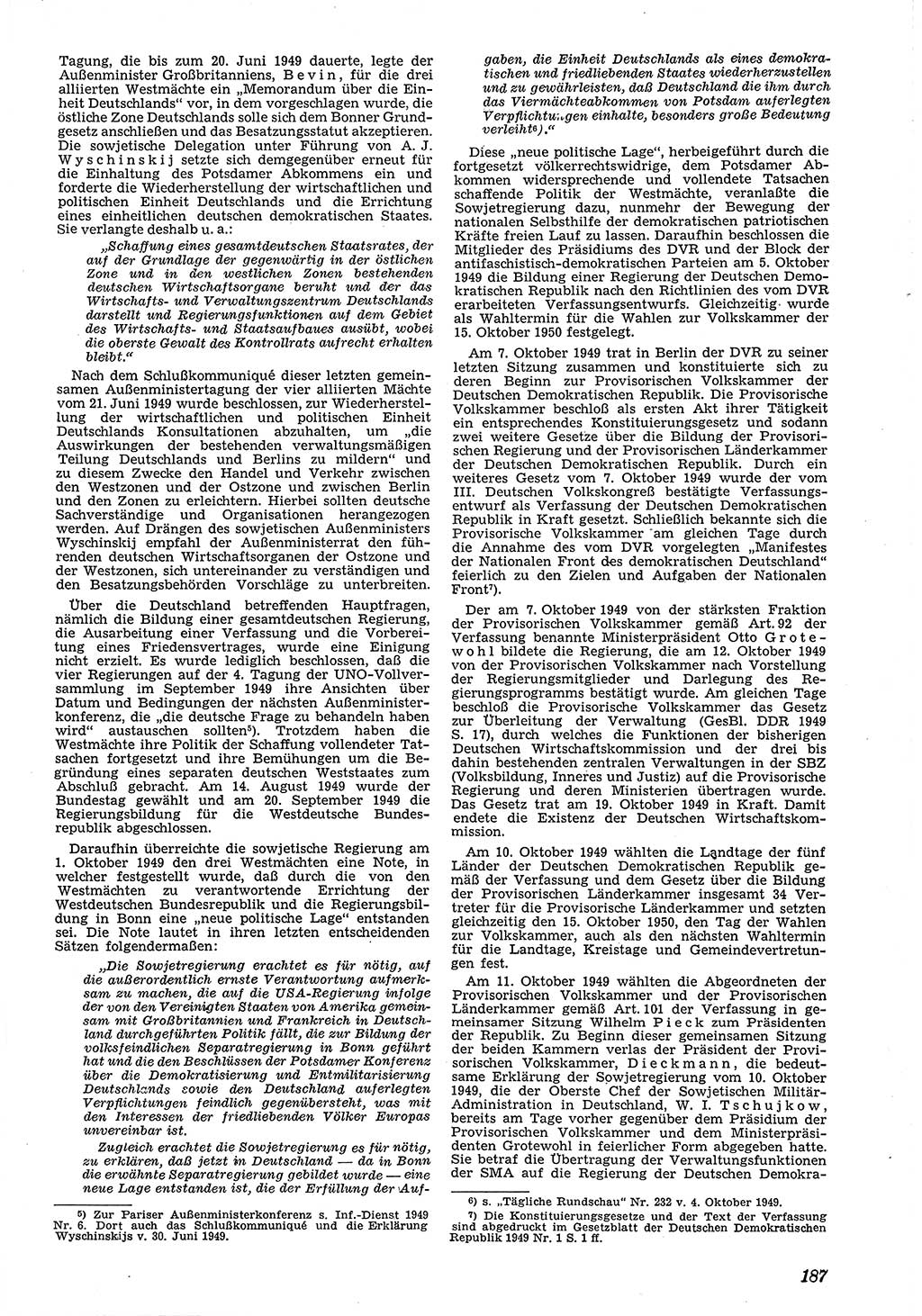 Neue Justiz (NJ), Zeitschrift für Recht und Rechtswissenschaft [Deutsche Demokratische Republik (DDR)], 4. Jahrgang 1950, Seite 187 (NJ DDR 1950, S. 187)