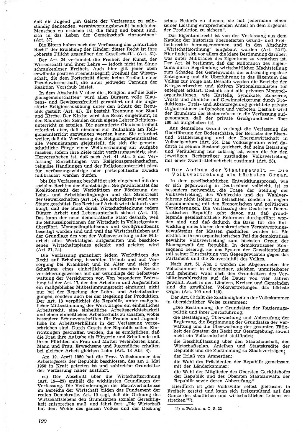 Neue Justiz (NJ), Zeitschrift für Recht und Rechtswissenschaft [Deutsche Demokratische Republik (DDR)], 4. Jahrgang 1950, Seite 190 (NJ DDR 1950, S. 190)