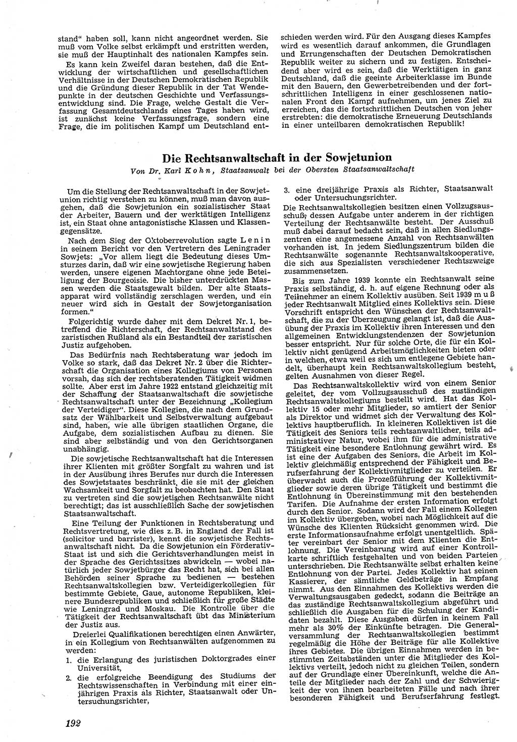 Neue Justiz (NJ), Zeitschrift für Recht und Rechtswissenschaft [Deutsche Demokratische Republik (DDR)], 4. Jahrgang 1950, Seite 192 (NJ DDR 1950, S. 192)