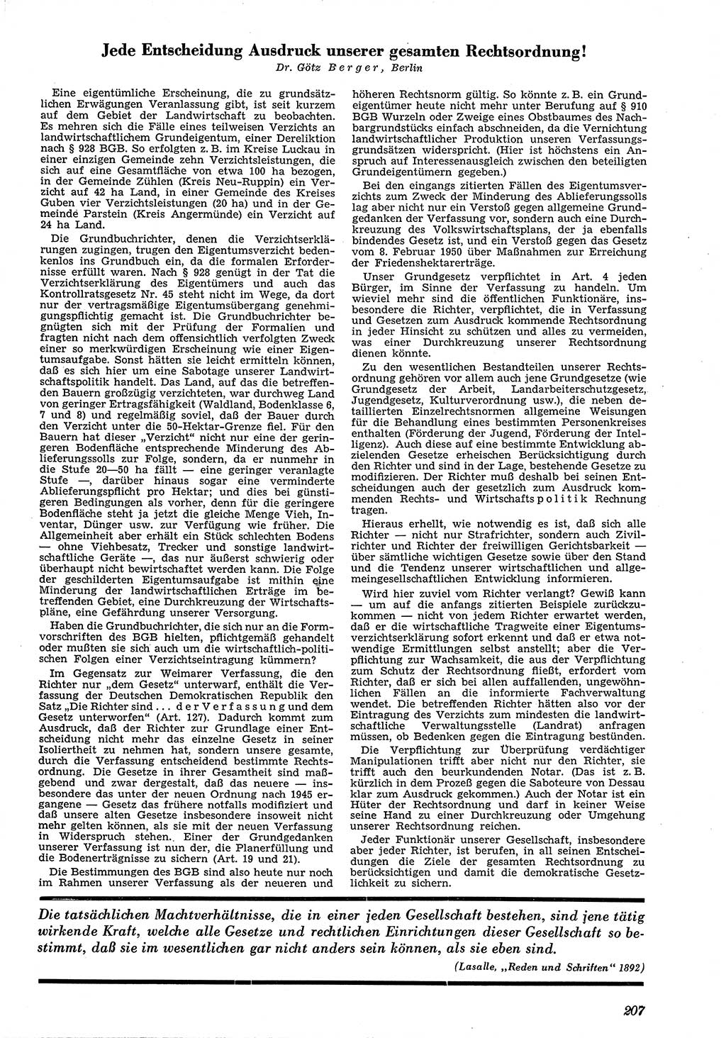 Neue Justiz (NJ), Zeitschrift für Recht und Rechtswissenschaft [Deutsche Demokratische Republik (DDR)], 4. Jahrgang 1950, Seite 207 (NJ DDR 1950, S. 207)