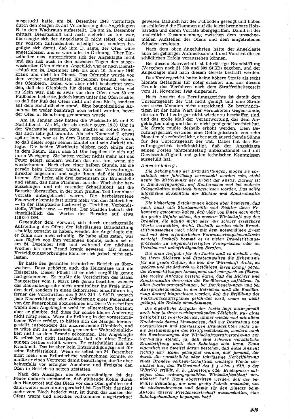 Neue Justiz (NJ), Zeitschrift für Recht und Rechtswissenschaft [Deutsche Demokratische Republik (DDR)], 4. Jahrgang 1950, Seite 225 (NJ DDR 1950, S. 225)