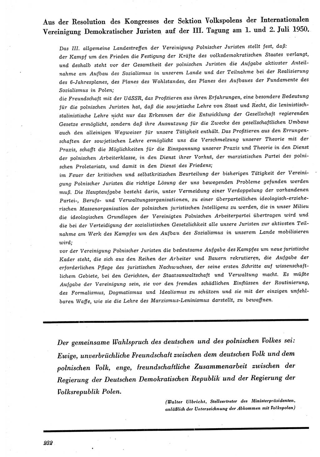 Neue Justiz (NJ), Zeitschrift für Recht und Rechtswissenschaft [Deutsche Demokratische Republik (DDR)], 4. Jahrgang 1950, Seite 232 (NJ DDR 1950, S. 232)