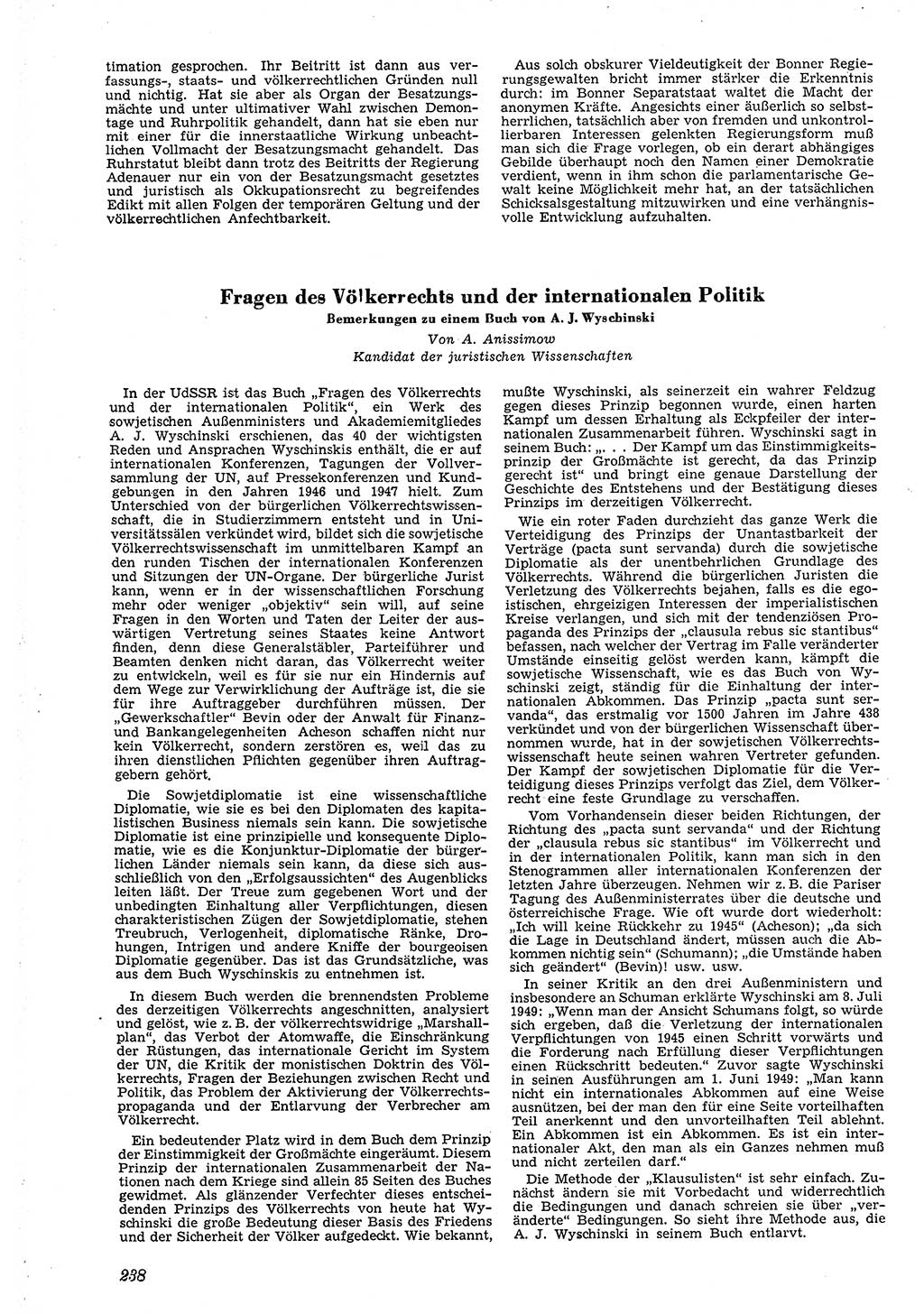 Neue Justiz (NJ), Zeitschrift für Recht und Rechtswissenschaft [Deutsche Demokratische Republik (DDR)], 4. Jahrgang 1950, Seite 238 (NJ DDR 1950, S. 238)