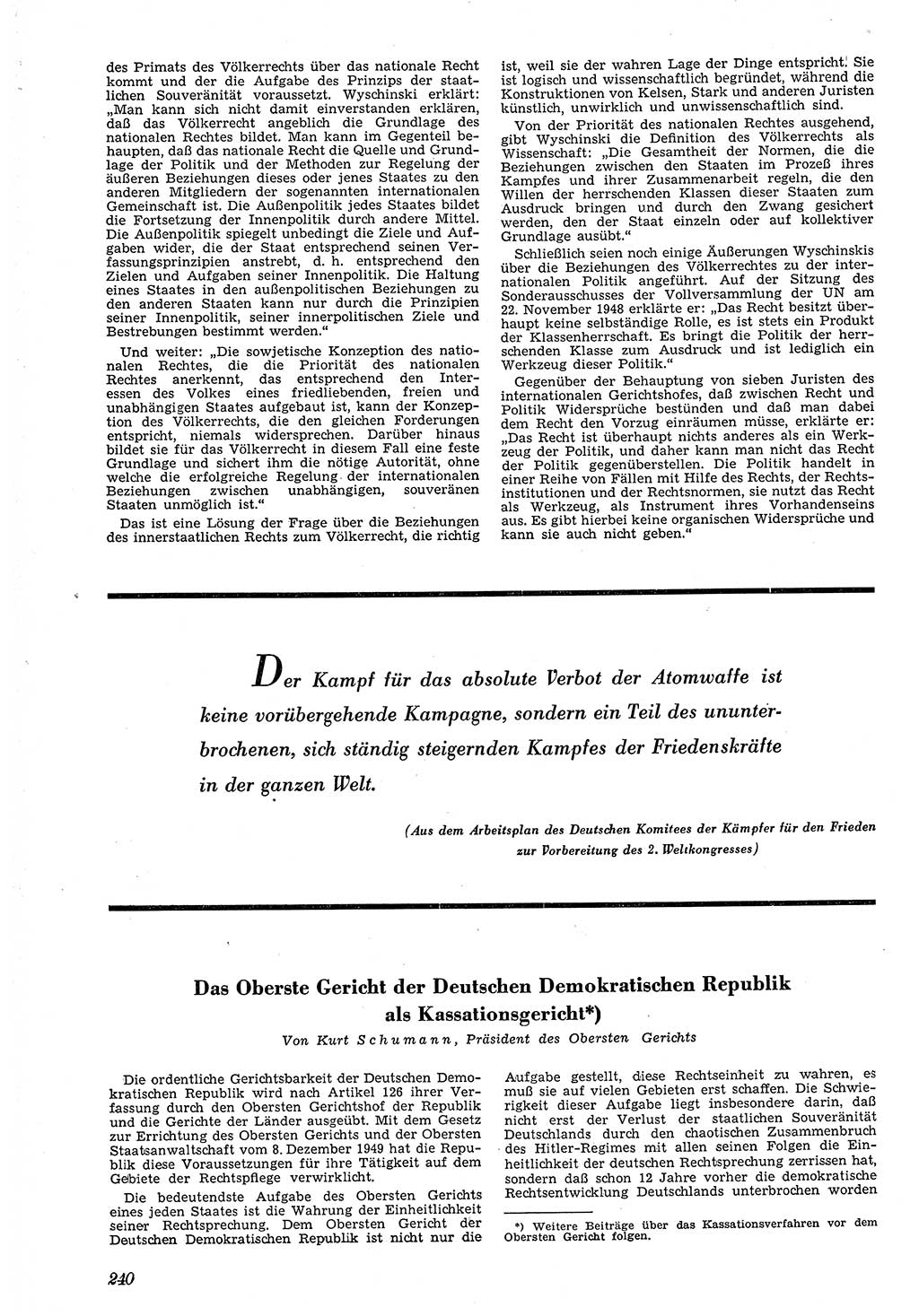 Neue Justiz (NJ), Zeitschrift für Recht und Rechtswissenschaft [Deutsche Demokratische Republik (DDR)], 4. Jahrgang 1950, Seite 240 (NJ DDR 1950, S. 240)