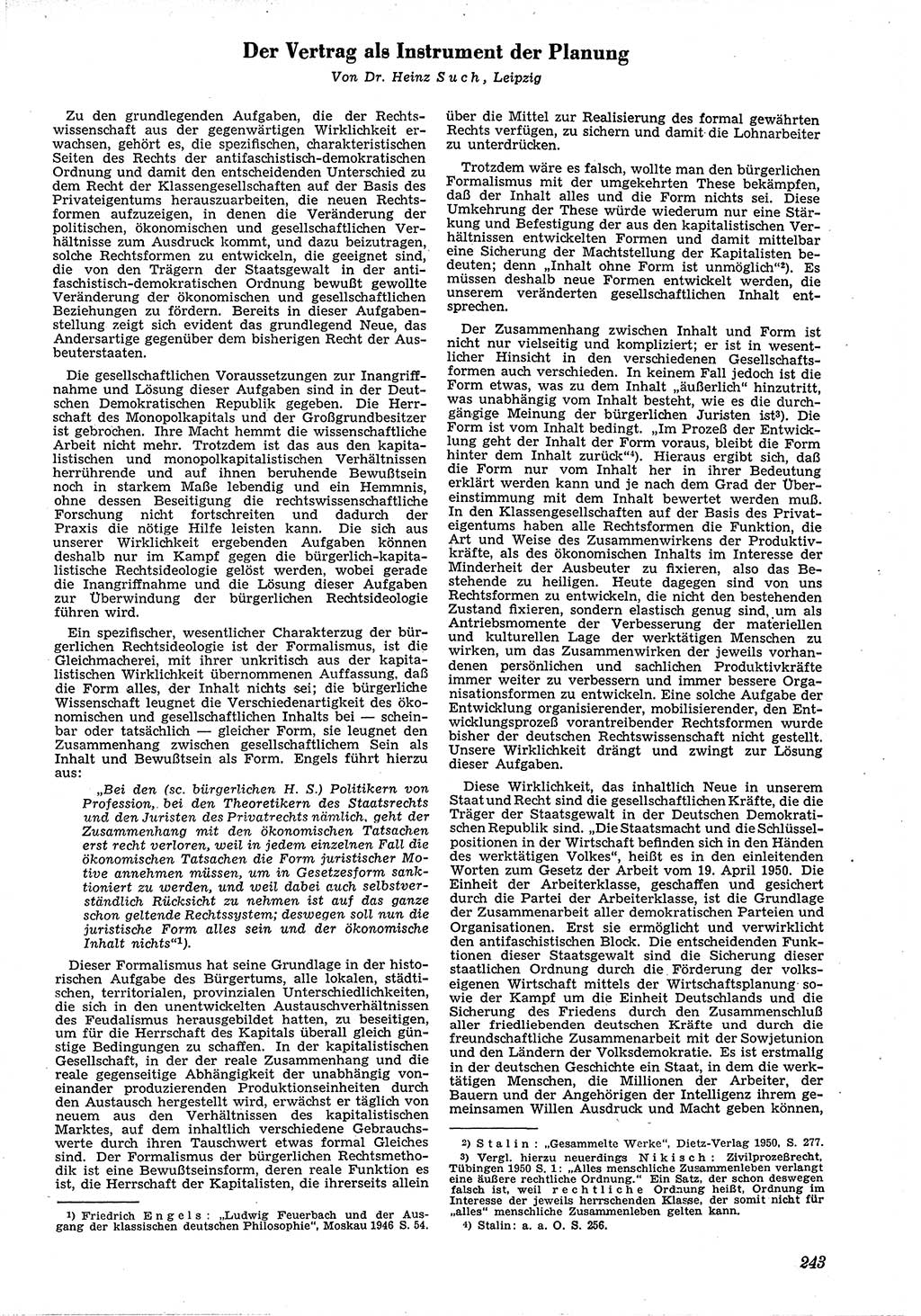 Neue Justiz (NJ), Zeitschrift für Recht und Rechtswissenschaft [Deutsche Demokratische Republik (DDR)], 4. Jahrgang 1950, Seite 243 (NJ DDR 1950, S. 243)