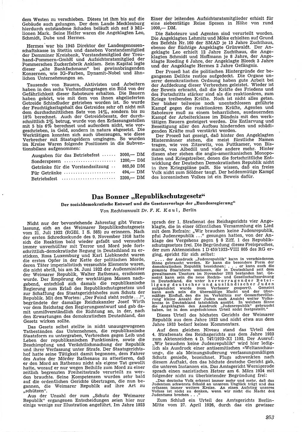 Neue Justiz (NJ), Zeitschrift für Recht und Rechtswissenschaft [Deutsche Demokratische Republik (DDR)], 4. Jahrgang 1950, Seite 253 (NJ DDR 1950, S. 253)