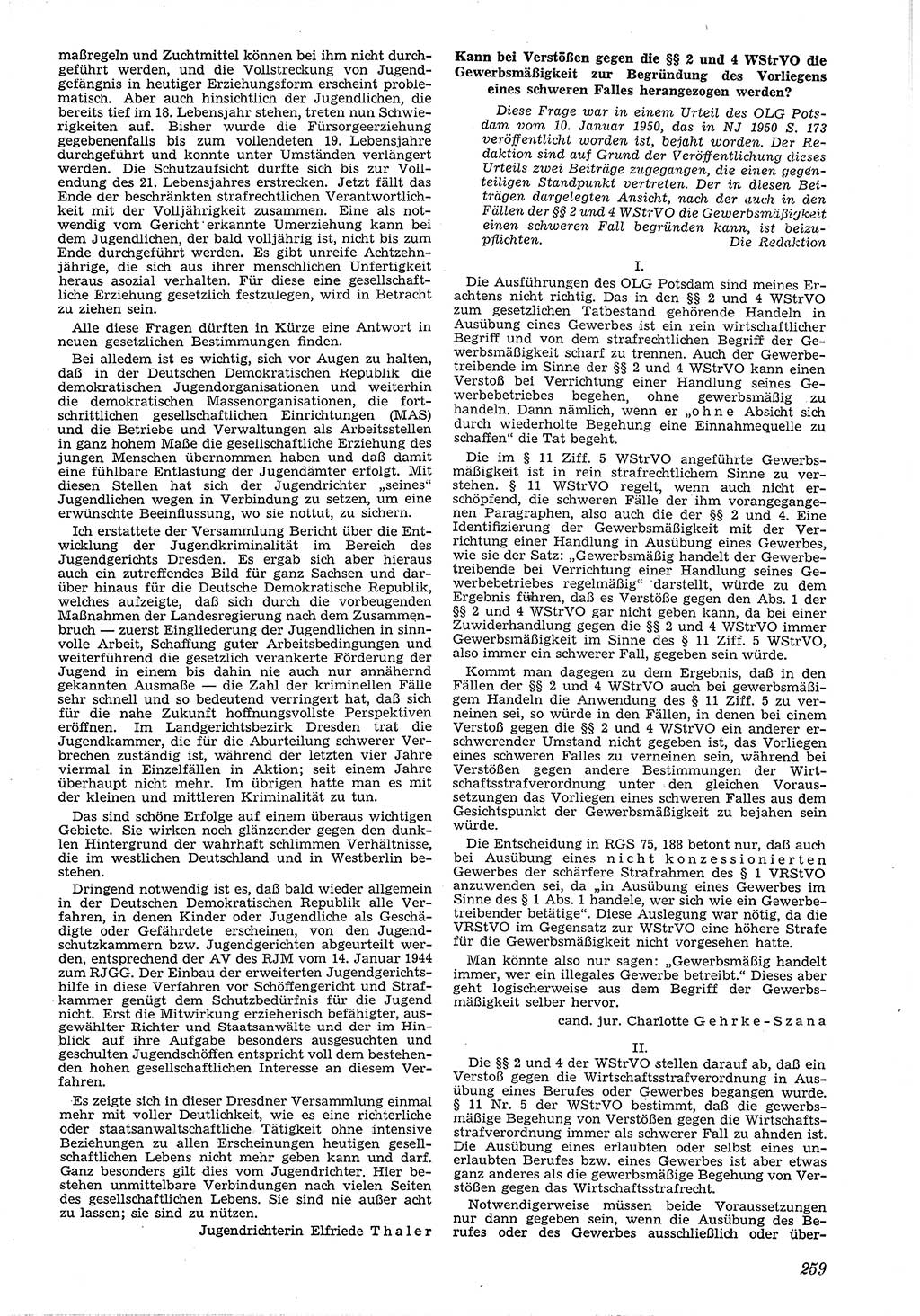 Neue Justiz (NJ), Zeitschrift für Recht und Rechtswissenschaft [Deutsche Demokratische Republik (DDR)], 4. Jahrgang 1950, Seite 259 (NJ DDR 1950, S. 259)