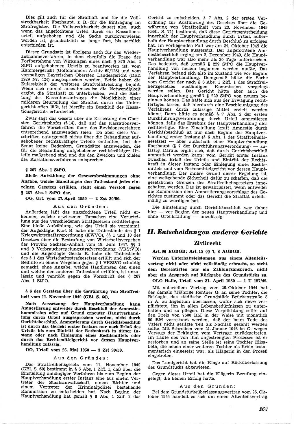Neue Justiz (NJ), Zeitschrift für Recht und Rechtswissenschaft [Deutsche Demokratische Republik (DDR)], 4. Jahrgang 1950, Seite 263 (NJ DDR 1950, S. 263)