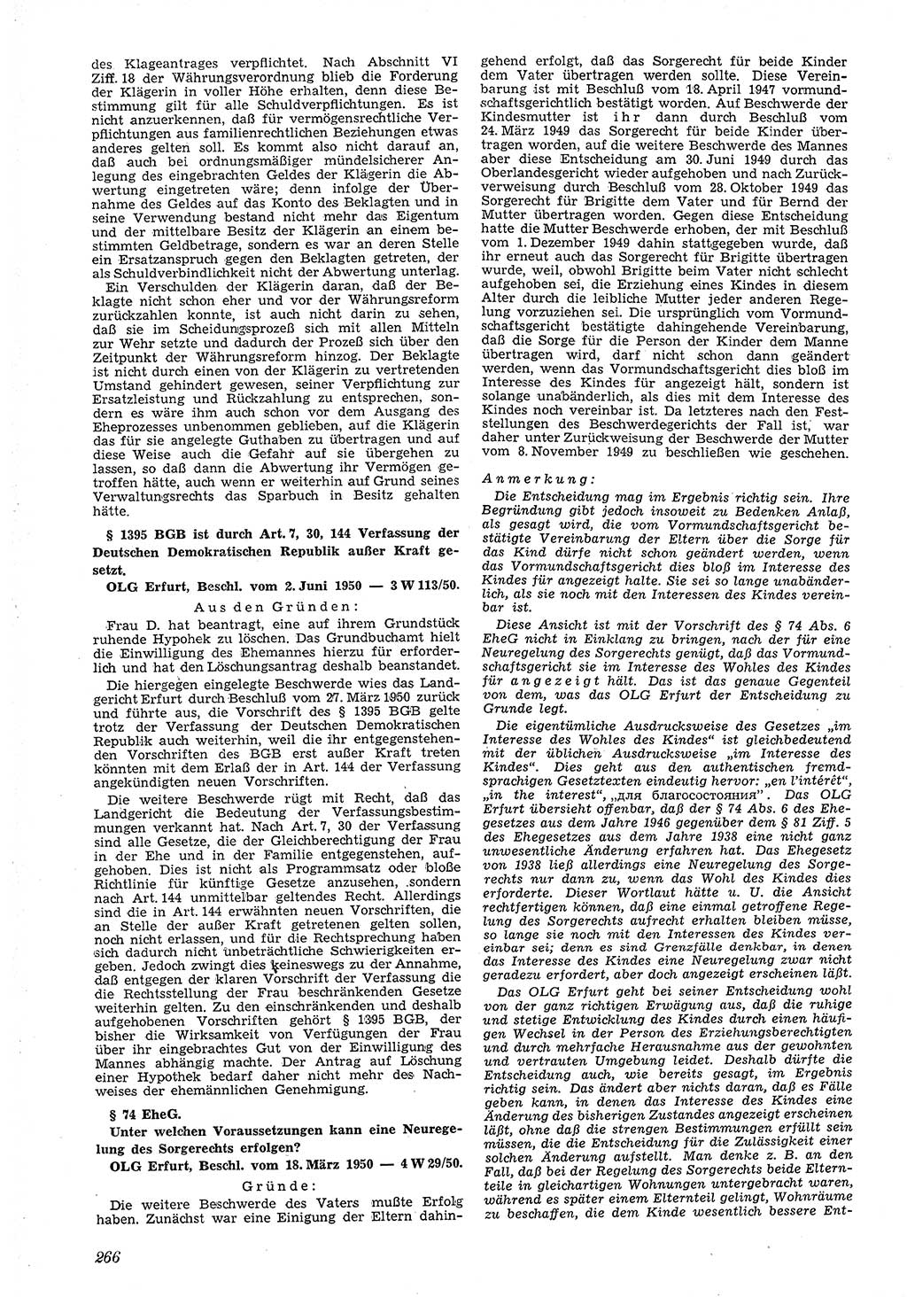 Neue Justiz (NJ), Zeitschrift für Recht und Rechtswissenschaft [Deutsche Demokratische Republik (DDR)], 4. Jahrgang 1950, Seite 266 (NJ DDR 1950, S. 266)