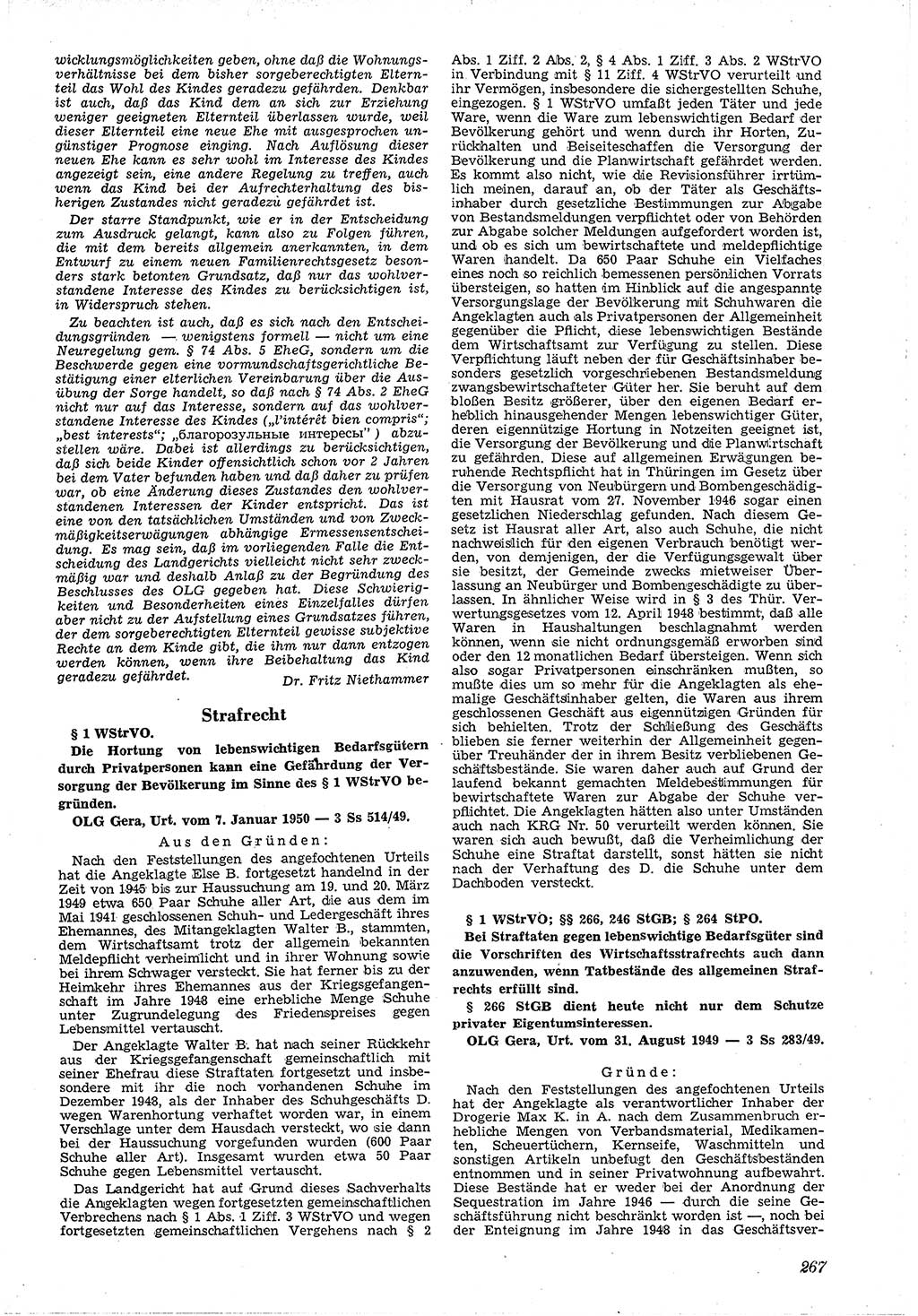 Neue Justiz (NJ), Zeitschrift für Recht und Rechtswissenschaft [Deutsche Demokratische Republik (DDR)], 4. Jahrgang 1950, Seite 267 (NJ DDR 1950, S. 267)