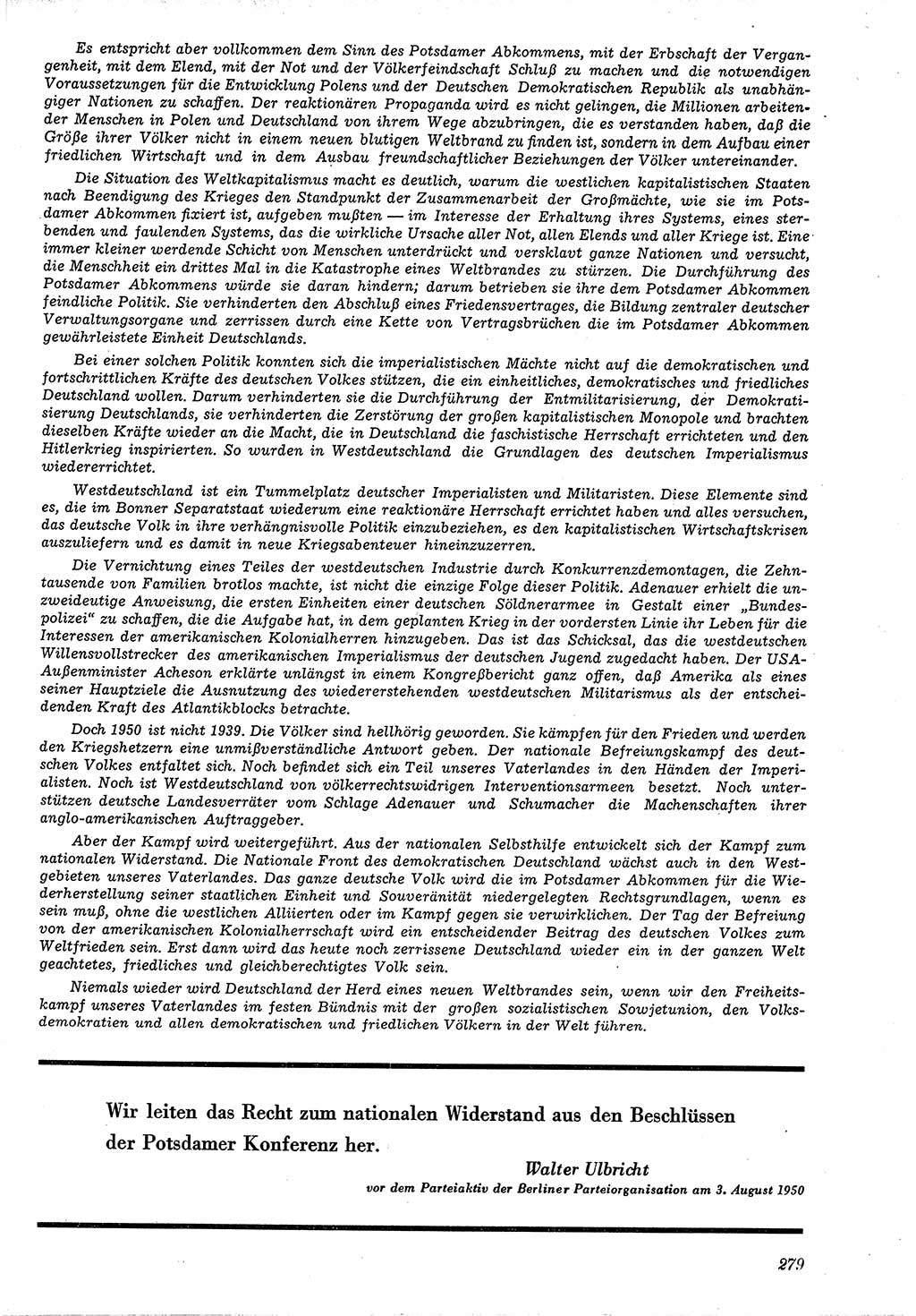 Neue Justiz (NJ), Zeitschrift für Recht und Rechtswissenschaft [Deutsche Demokratische Republik (DDR)], 4. Jahrgang 1950, Seite 279 (NJ DDR 1950, S. 279)