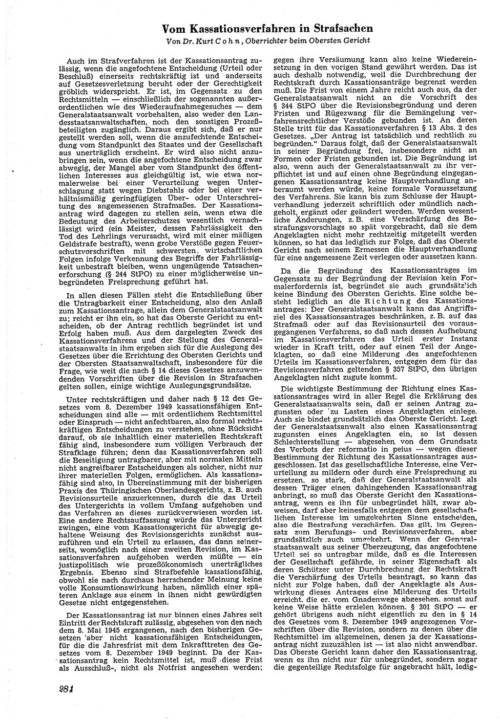Neue Justiz (NJ), Zeitschrift für Recht und Rechtswissenschaft [Deutsche Demokratische Republik (DDR)], 4. Jahrgang 1950, Seite 284 (NJ DDR 1950, S. 284)