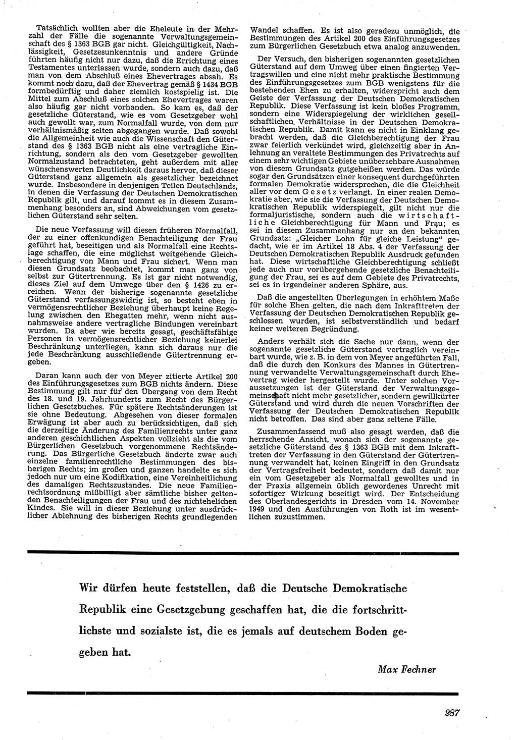Neue Justiz (NJ), Zeitschrift für Recht und Rechtswissenschaft [Deutsche Demokratische Republik (DDR)], 4. Jahrgang 1950, Seite 287 (NJ DDR 1950, S. 287)