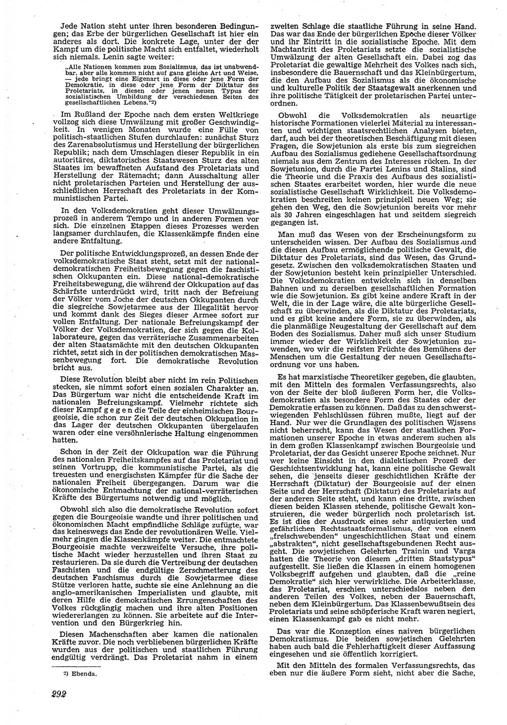 Neue Justiz (NJ), Zeitschrift für Recht und Rechtswissenschaft [Deutsche Demokratische Republik (DDR)], 4. Jahrgang 1950, Seite 292 (NJ DDR 1950, S. 292)