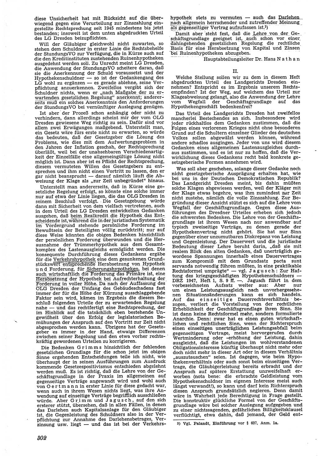Neue Justiz (NJ), Zeitschrift für Recht und Rechtswissenschaft [Deutsche Demokratische Republik (DDR)], 4. Jahrgang 1950, Seite 302 (NJ DDR 1950, S. 302)