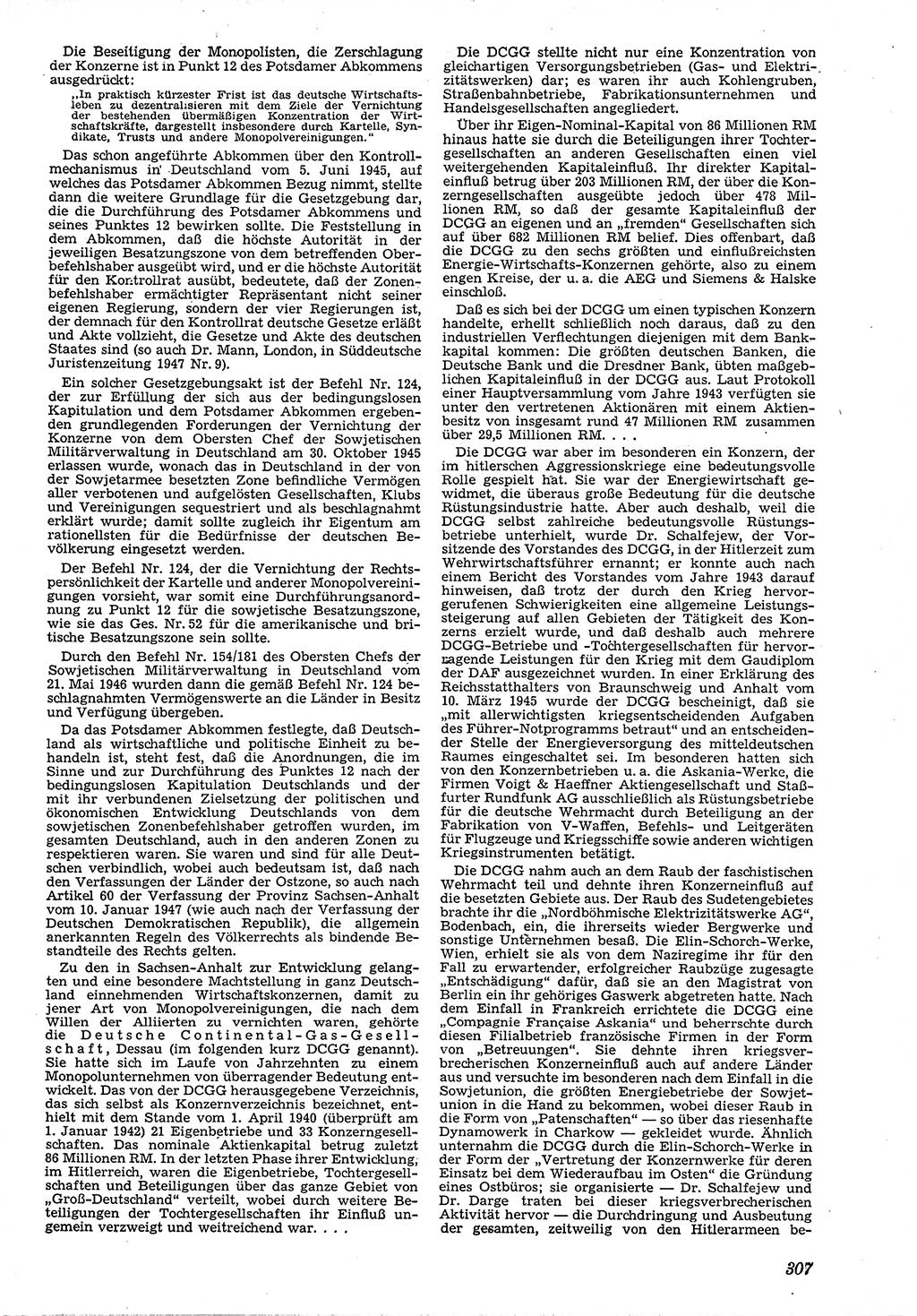 Neue Justiz (NJ), Zeitschrift für Recht und Rechtswissenschaft [Deutsche Demokratische Republik (DDR)], 4. Jahrgang 1950, Seite 307 (NJ DDR 1950, S. 307)