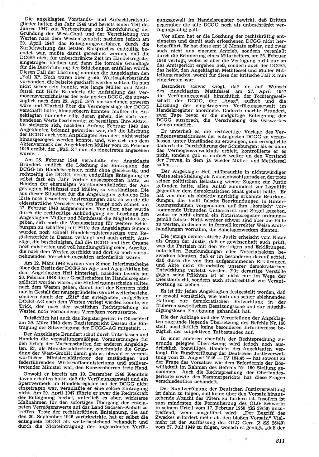Neue Justiz (NJ), Zeitschrift für Recht und Rechtswissenschaft [Deutsche Demokratische Republik (DDR)], 4. Jahrgang 1950, Seite 311 (NJ DDR 1950, S. 311)
