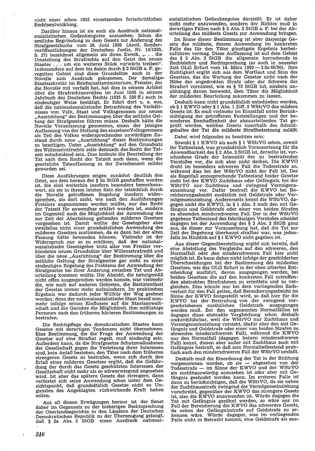 Neue Justiz (NJ), Zeitschrift für Recht und Rechtswissenschaft [Deutsche Demokratische Republik (DDR)], 4. Jahrgang 1950, Seite 316 (NJ DDR 1950, S. 316)