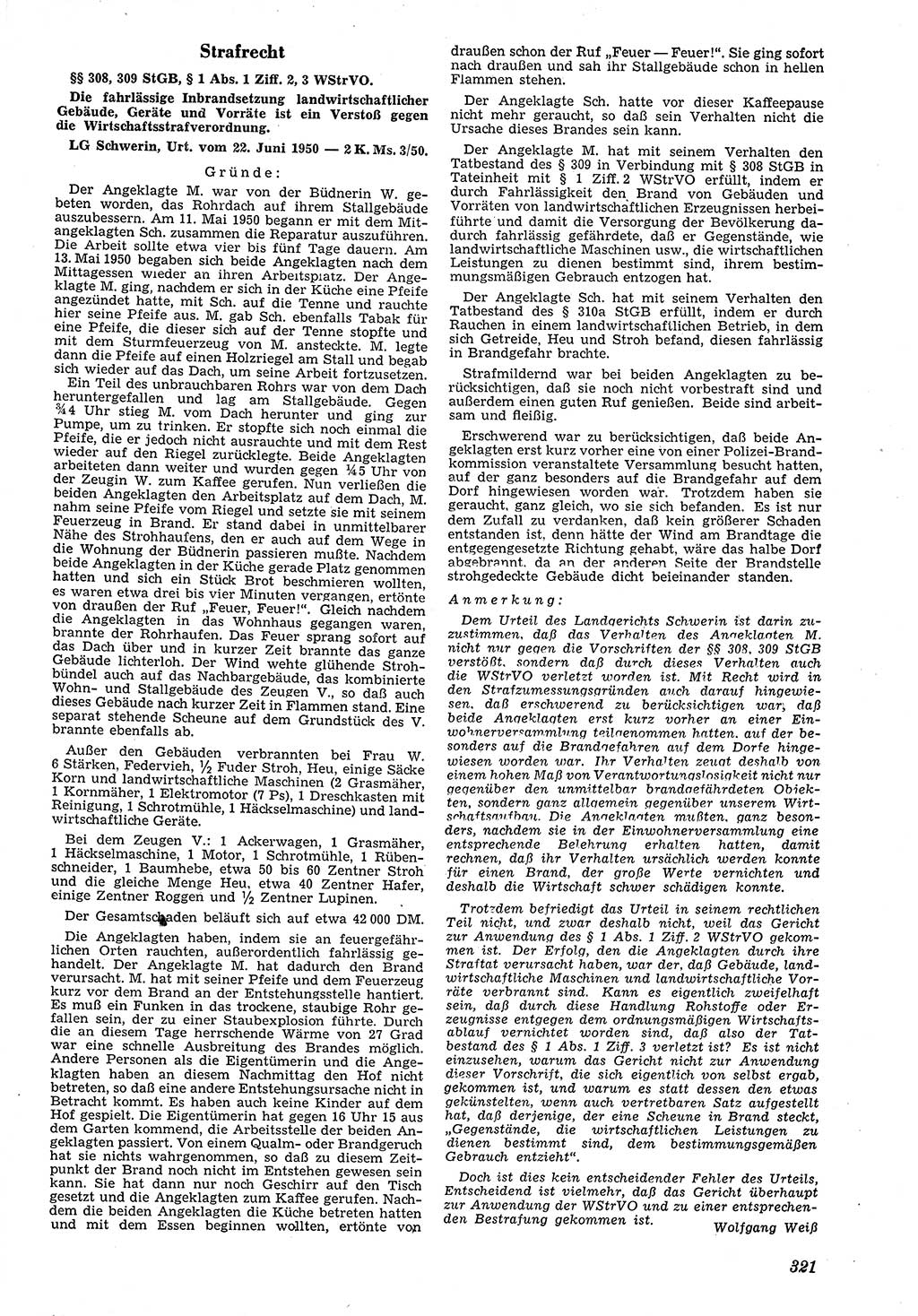 Neue Justiz (NJ), Zeitschrift für Recht und Rechtswissenschaft [Deutsche Demokratische Republik (DDR)], 4. Jahrgang 1950, Seite 321 (NJ DDR 1950, S. 321)