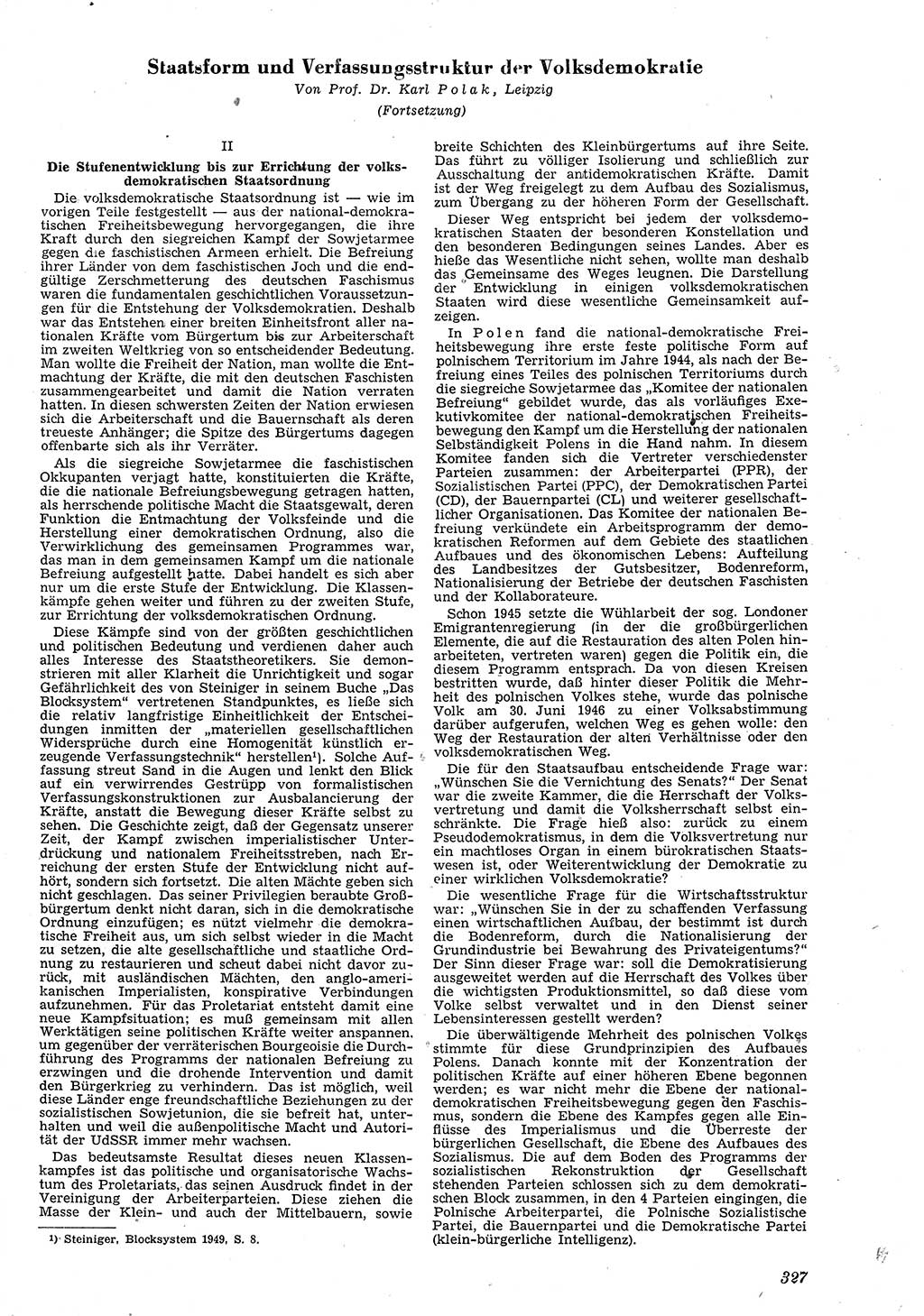 Neue Justiz (NJ), Zeitschrift für Recht und Rechtswissenschaft [Deutsche Demokratische Republik (DDR)], 4. Jahrgang 1950, Seite 327 (NJ DDR 1950, S. 327)