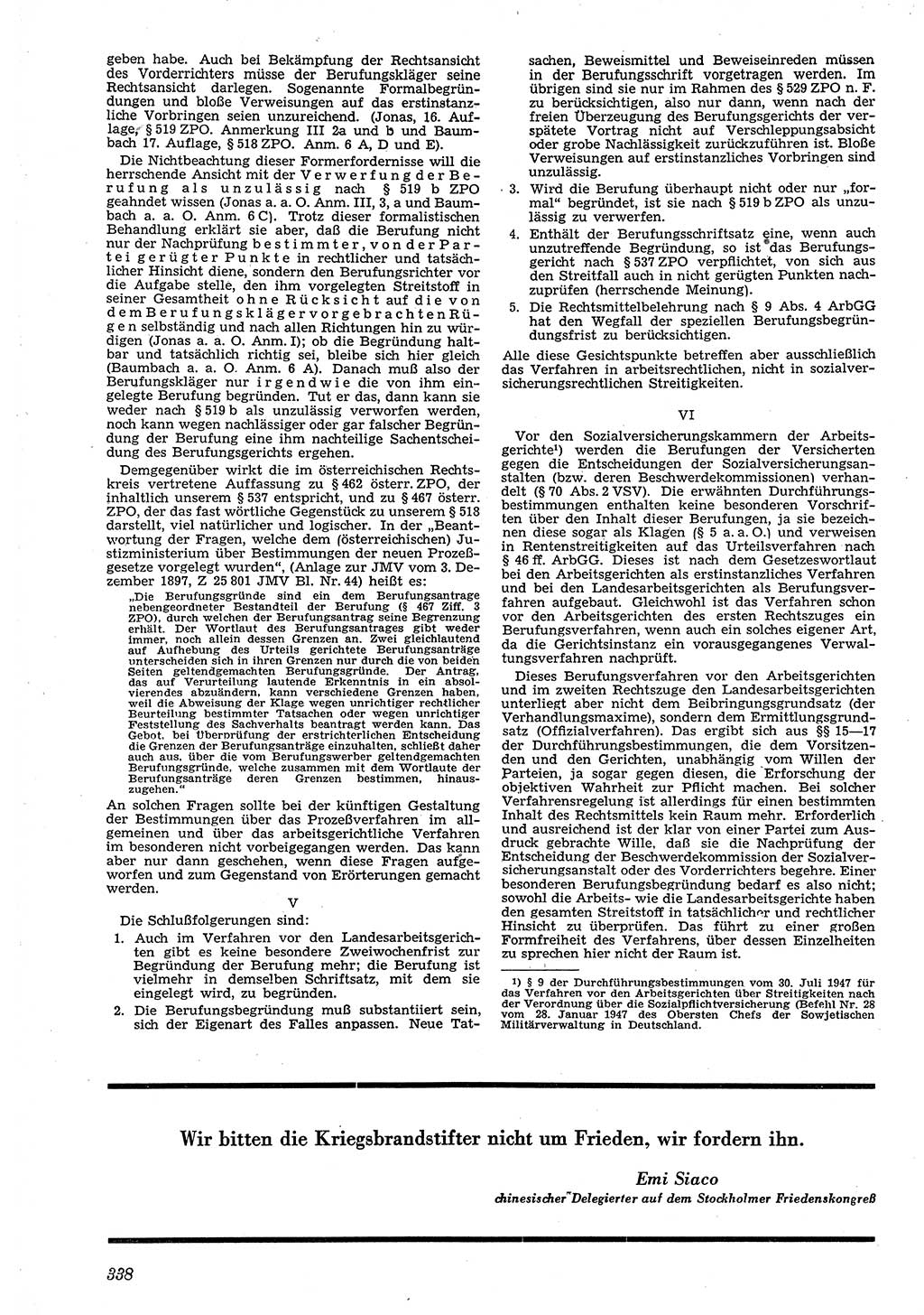 Neue Justiz (NJ), Zeitschrift für Recht und Rechtswissenschaft [Deutsche Demokratische Republik (DDR)], 4. Jahrgang 1950, Seite 338 (NJ DDR 1950, S. 338)