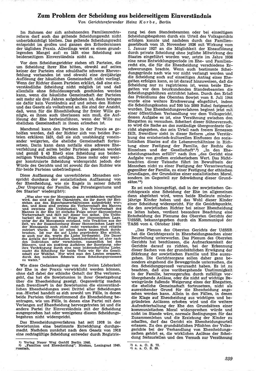 Neue Justiz (NJ), Zeitschrift für Recht und Rechtswissenschaft [Deutsche Demokratische Republik (DDR)], 4. Jahrgang 1950, Seite 339 (NJ DDR 1950, S. 339)