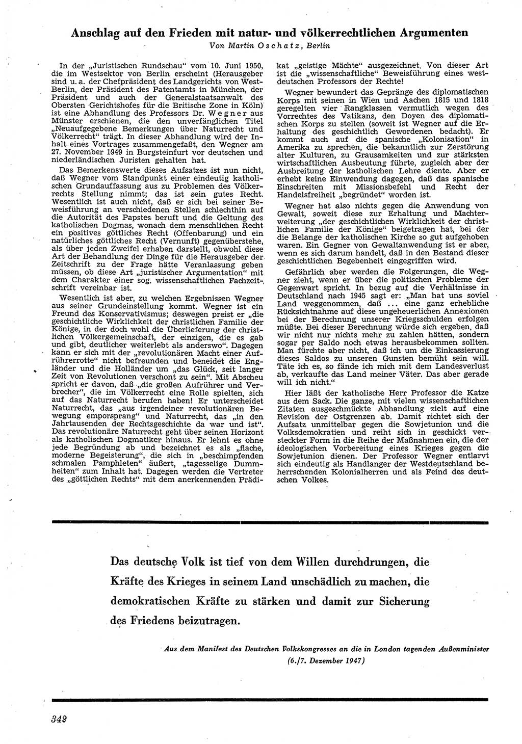 Neue Justiz (NJ), Zeitschrift für Recht und Rechtswissenschaft [Deutsche Demokratische Republik (DDR)], 4. Jahrgang 1950, Seite 342 (NJ DDR 1950, S. 342)