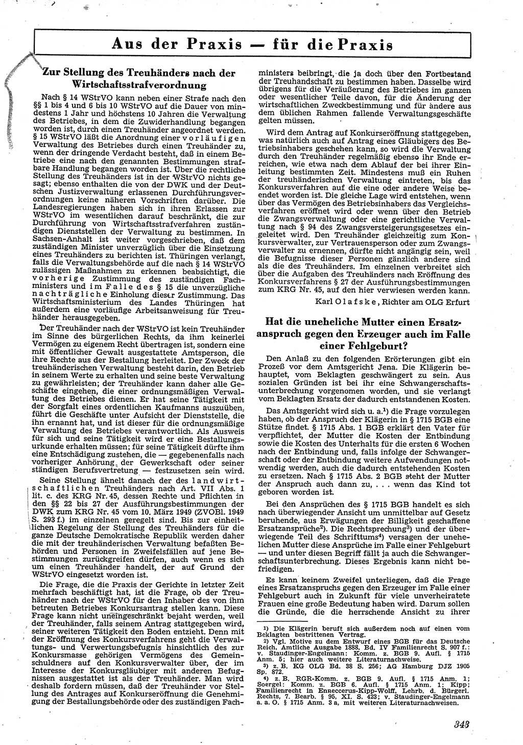 Neue Justiz (NJ), Zeitschrift für Recht und Rechtswissenschaft [Deutsche Demokratische Republik (DDR)], 4. Jahrgang 1950, Seite 343 (NJ DDR 1950, S. 343)