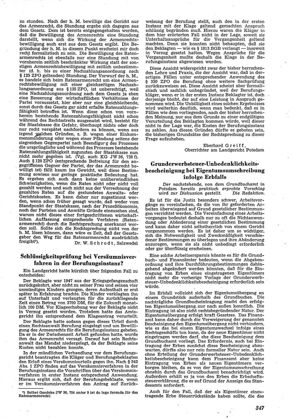 Neue Justiz (NJ), Zeitschrift für Recht und Rechtswissenschaft [Deutsche Demokratische Republik (DDR)], 4. Jahrgang 1950, Seite 347 (NJ DDR 1950, S. 347)