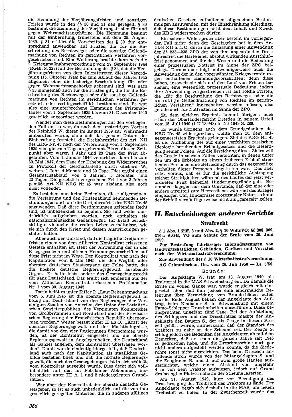 Neue Justiz (NJ), Zeitschrift für Recht und Rechtswissenschaft [Deutsche Demokratische Republik (DDR)], 4. Jahrgang 1950, Seite 356 (NJ DDR 1950, S. 356)