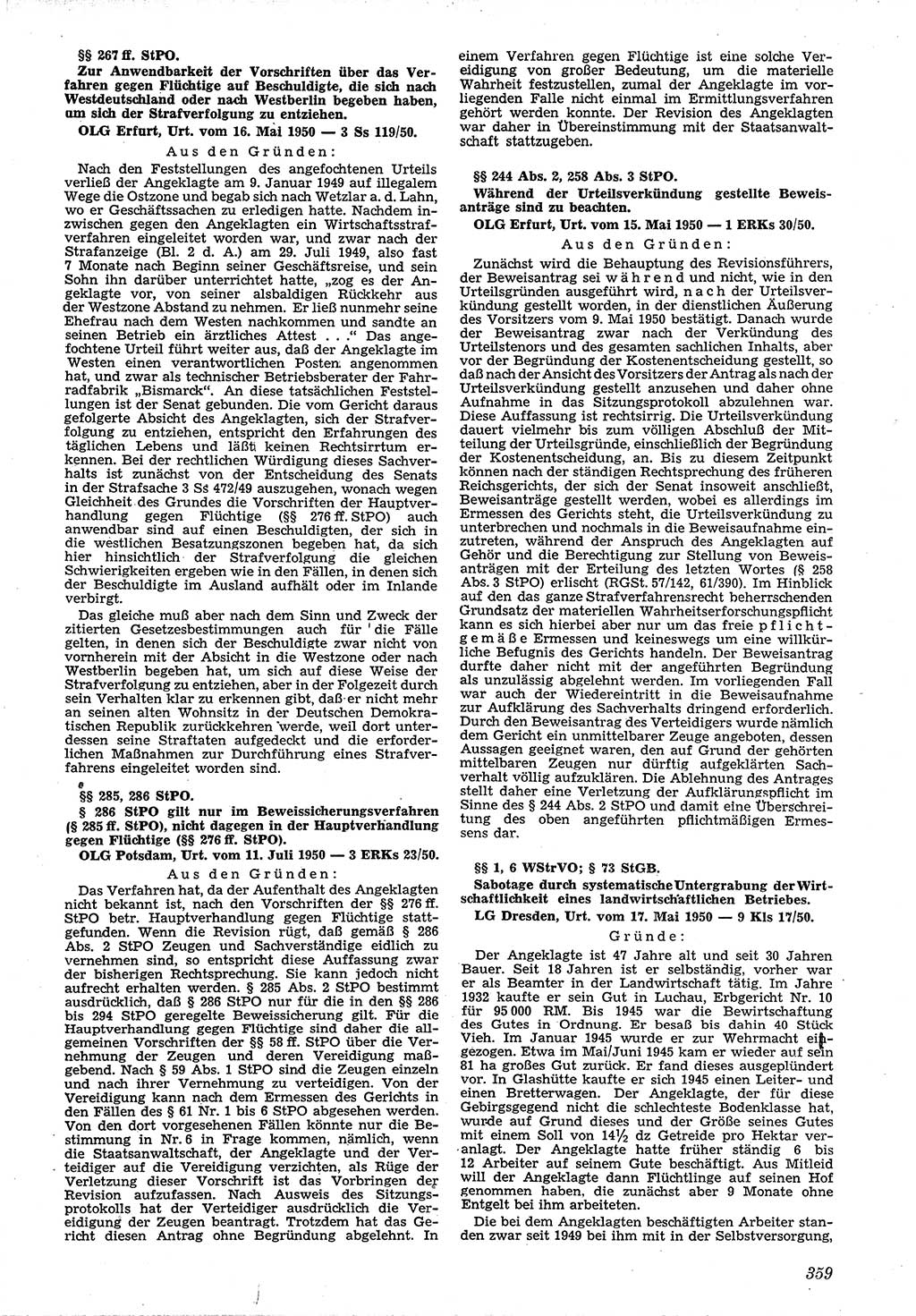 Neue Justiz (NJ), Zeitschrift für Recht und Rechtswissenschaft [Deutsche Demokratische Republik (DDR)], 4. Jahrgang 1950, Seite 359 (NJ DDR 1950, S. 359)