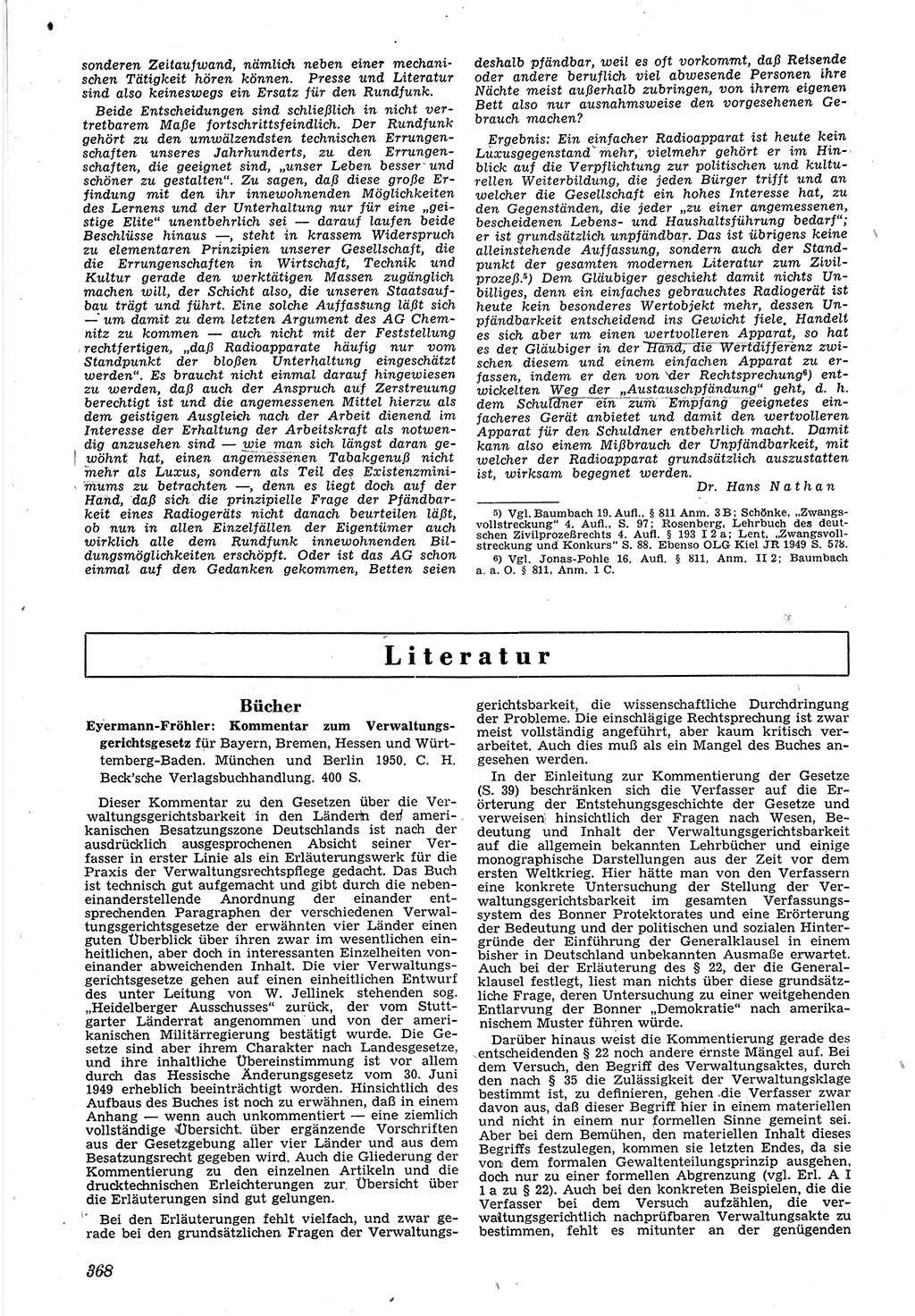 Neue Justiz (NJ), Zeitschrift für Recht und Rechtswissenschaft [Deutsche Demokratische Republik (DDR)], 4. Jahrgang 1950, Seite 368 (NJ DDR 1950, S. 368)