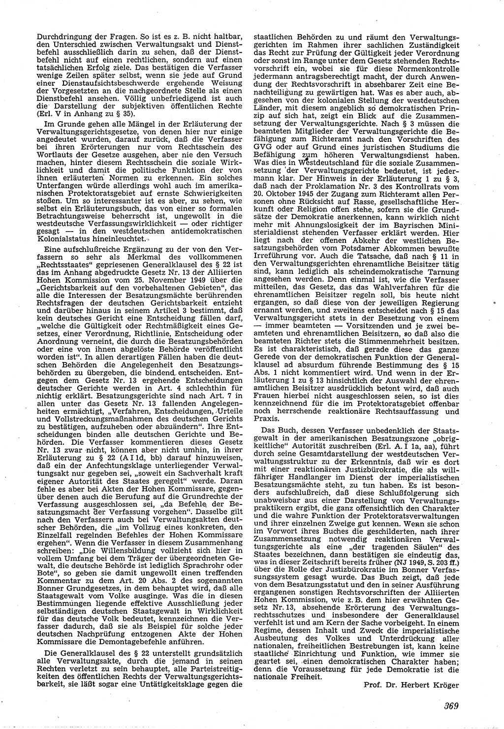 Neue Justiz (NJ), Zeitschrift für Recht und Rechtswissenschaft [Deutsche Demokratische Republik (DDR)], 4. Jahrgang 1950, Seite 369 (NJ DDR 1950, S. 369)
