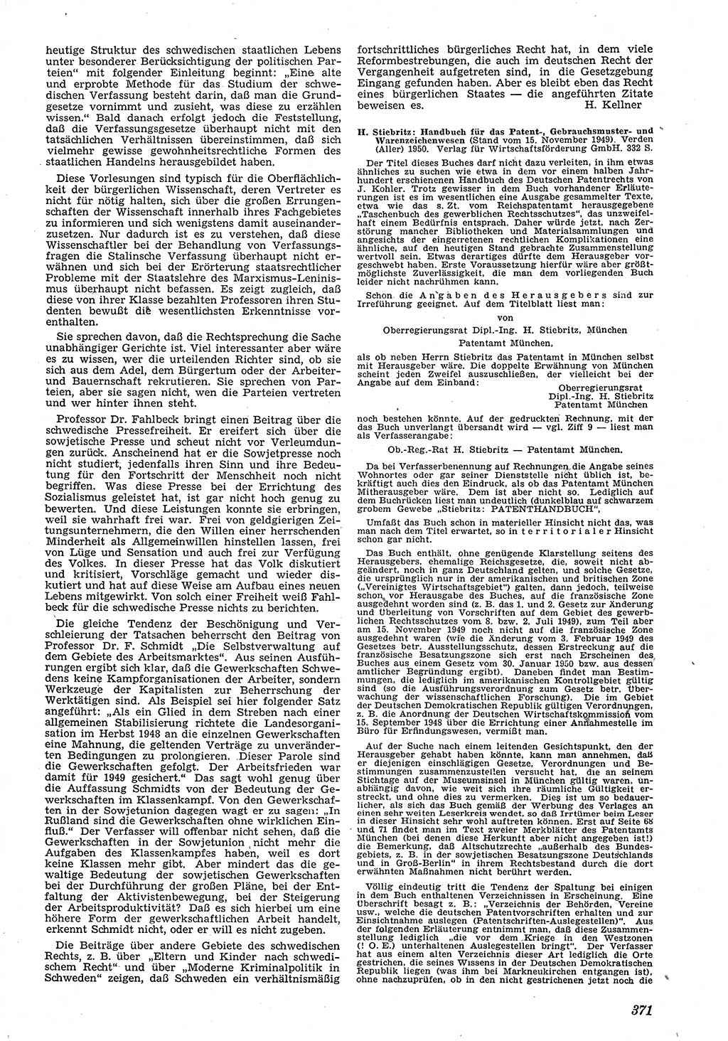 Neue Justiz (NJ), Zeitschrift für Recht und Rechtswissenschaft [Deutsche Demokratische Republik (DDR)], 4. Jahrgang 1950, Seite 371 (NJ DDR 1950, S. 371)