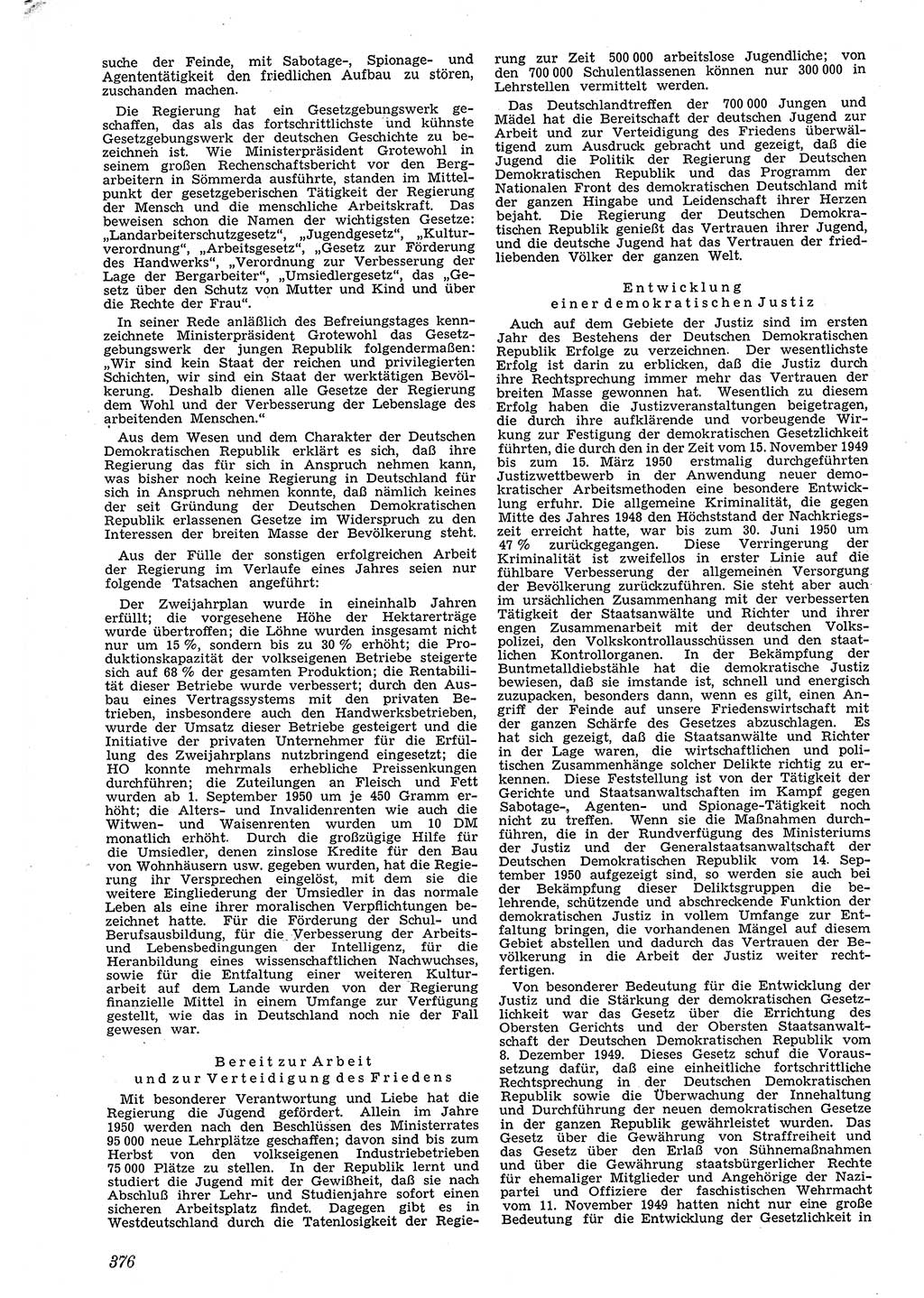 Neue Justiz (NJ), Zeitschrift für Recht und Rechtswissenschaft [Deutsche Demokratische Republik (DDR)], 4. Jahrgang 1950, Seite 376 (NJ DDR 1950, S. 376)