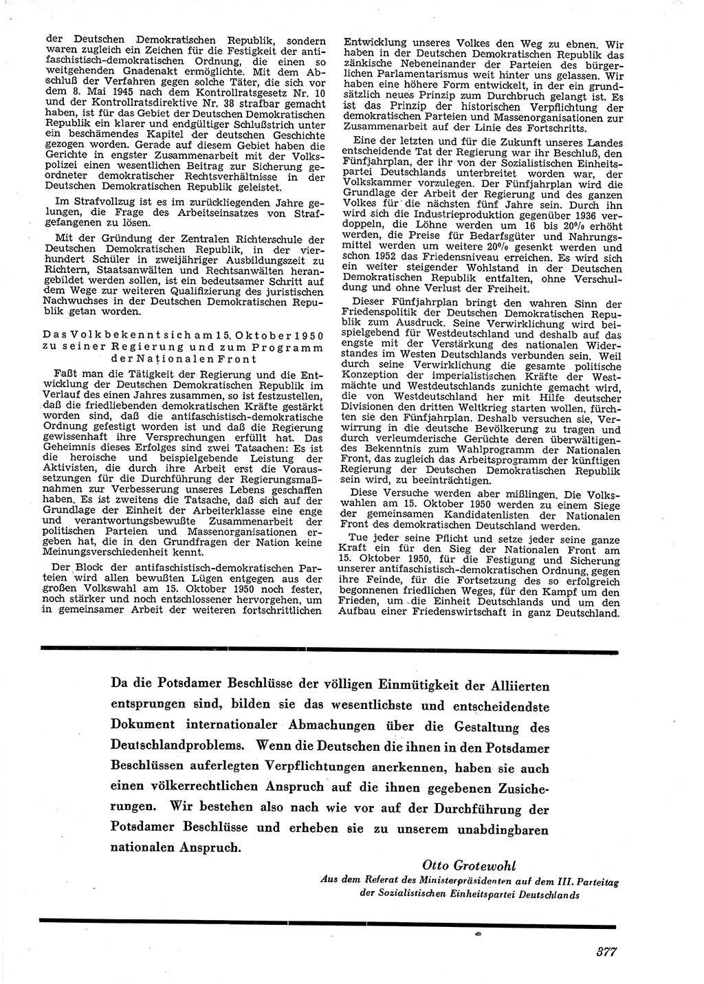 Neue Justiz (NJ), Zeitschrift für Recht und Rechtswissenschaft [Deutsche Demokratische Republik (DDR)], 4. Jahrgang 1950, Seite 377 (NJ DDR 1950, S. 377)