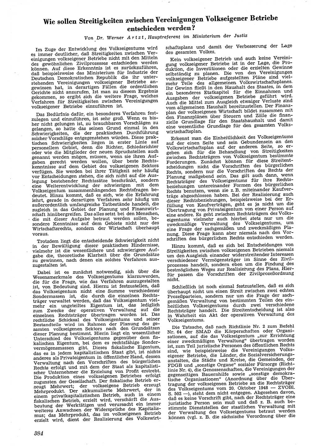 Neue Justiz (NJ), Zeitschrift für Recht und Rechtswissenschaft [Deutsche Demokratische Republik (DDR)], 4. Jahrgang 1950, Seite 384 (NJ DDR 1950, S. 384)