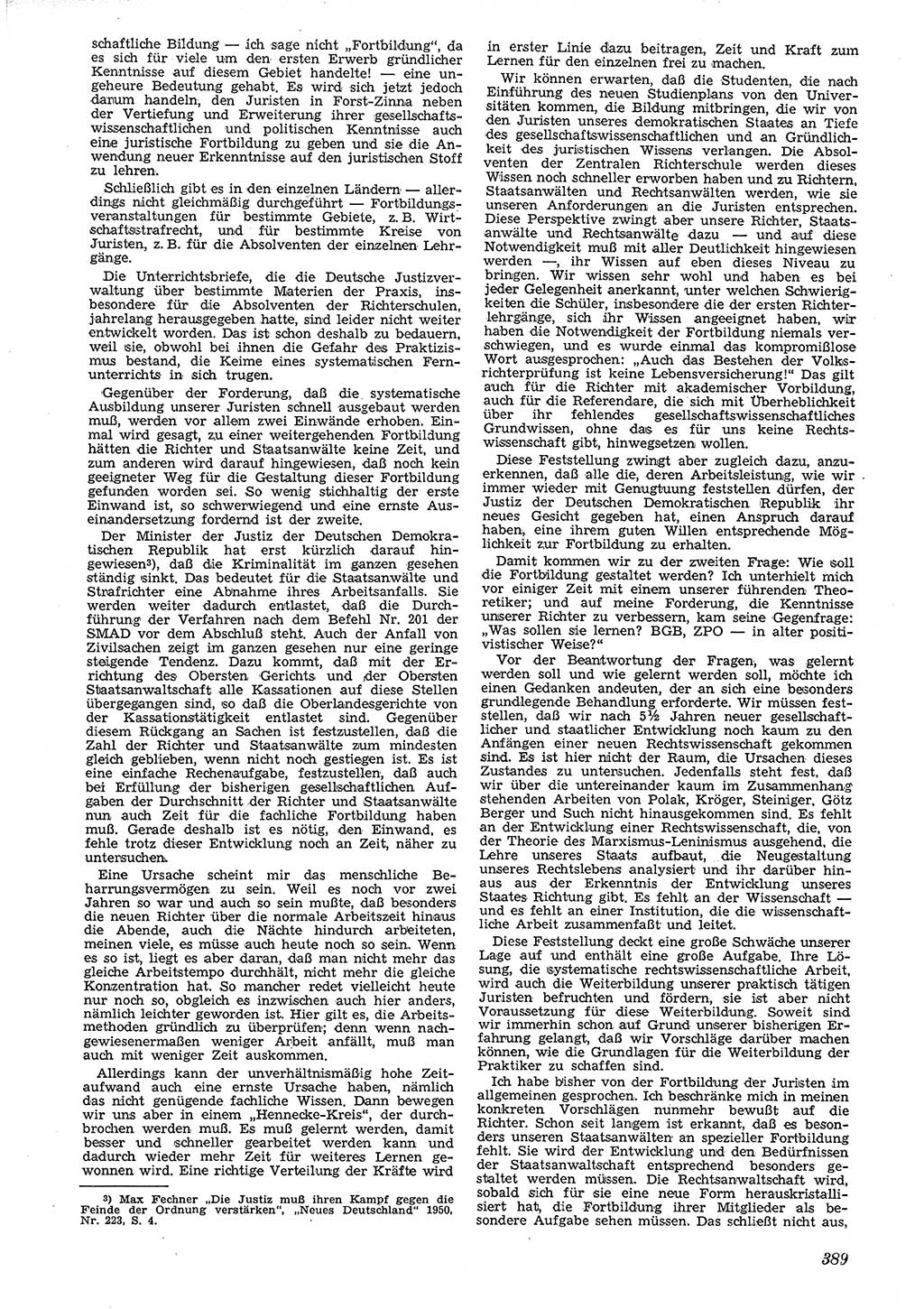 Neue Justiz (NJ), Zeitschrift für Recht und Rechtswissenschaft [Deutsche Demokratische Republik (DDR)], 4. Jahrgang 1950, Seite 389 (NJ DDR 1950, S. 389)