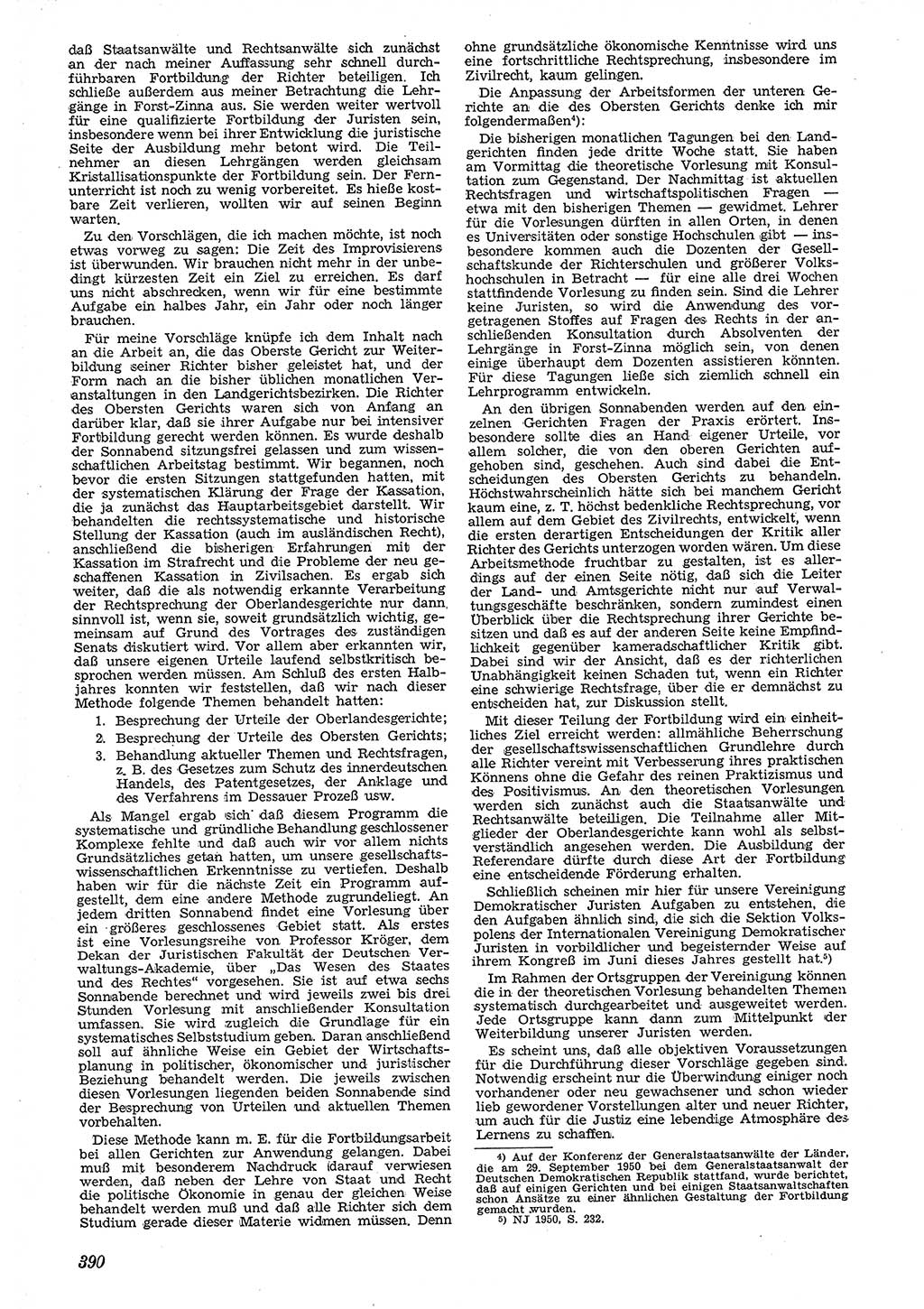 Neue Justiz (NJ), Zeitschrift für Recht und Rechtswissenschaft [Deutsche Demokratische Republik (DDR)], 4. Jahrgang 1950, Seite 390 (NJ DDR 1950, S. 390)
