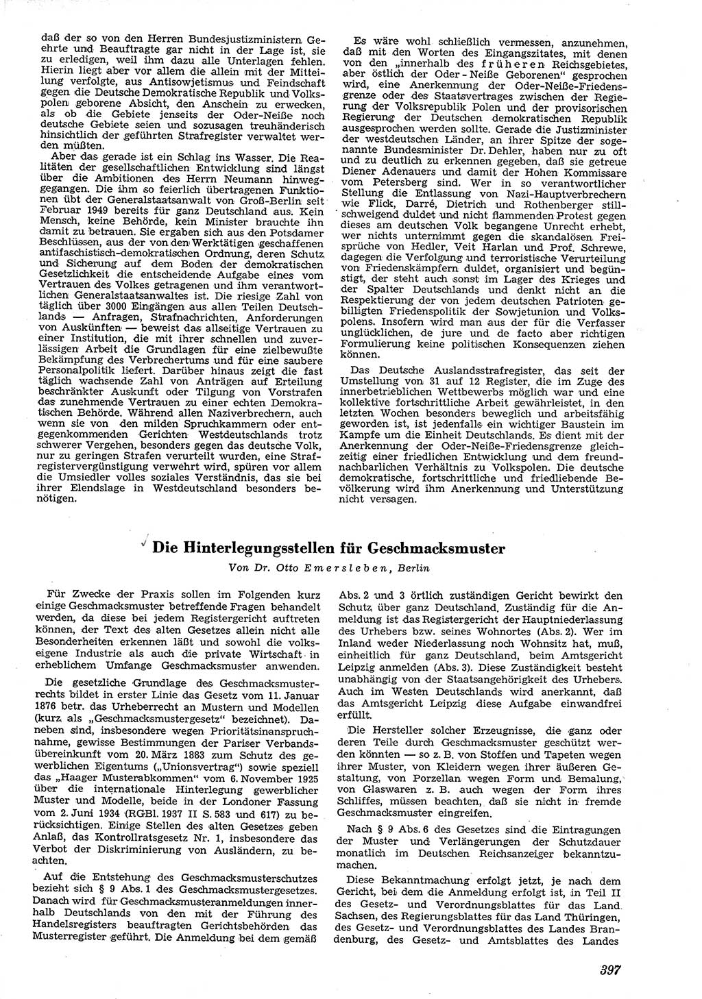 Neue Justiz (NJ), Zeitschrift für Recht und Rechtswissenschaft [Deutsche Demokratische Republik (DDR)], 4. Jahrgang 1950, Seite 397 (NJ DDR 1950, S. 397)